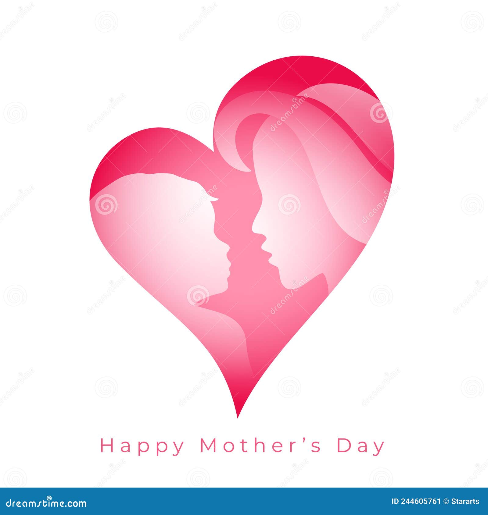 Mothers Day Love Greeting With Heart Stock Vector Illustration Of Mothers Mamma 244605761