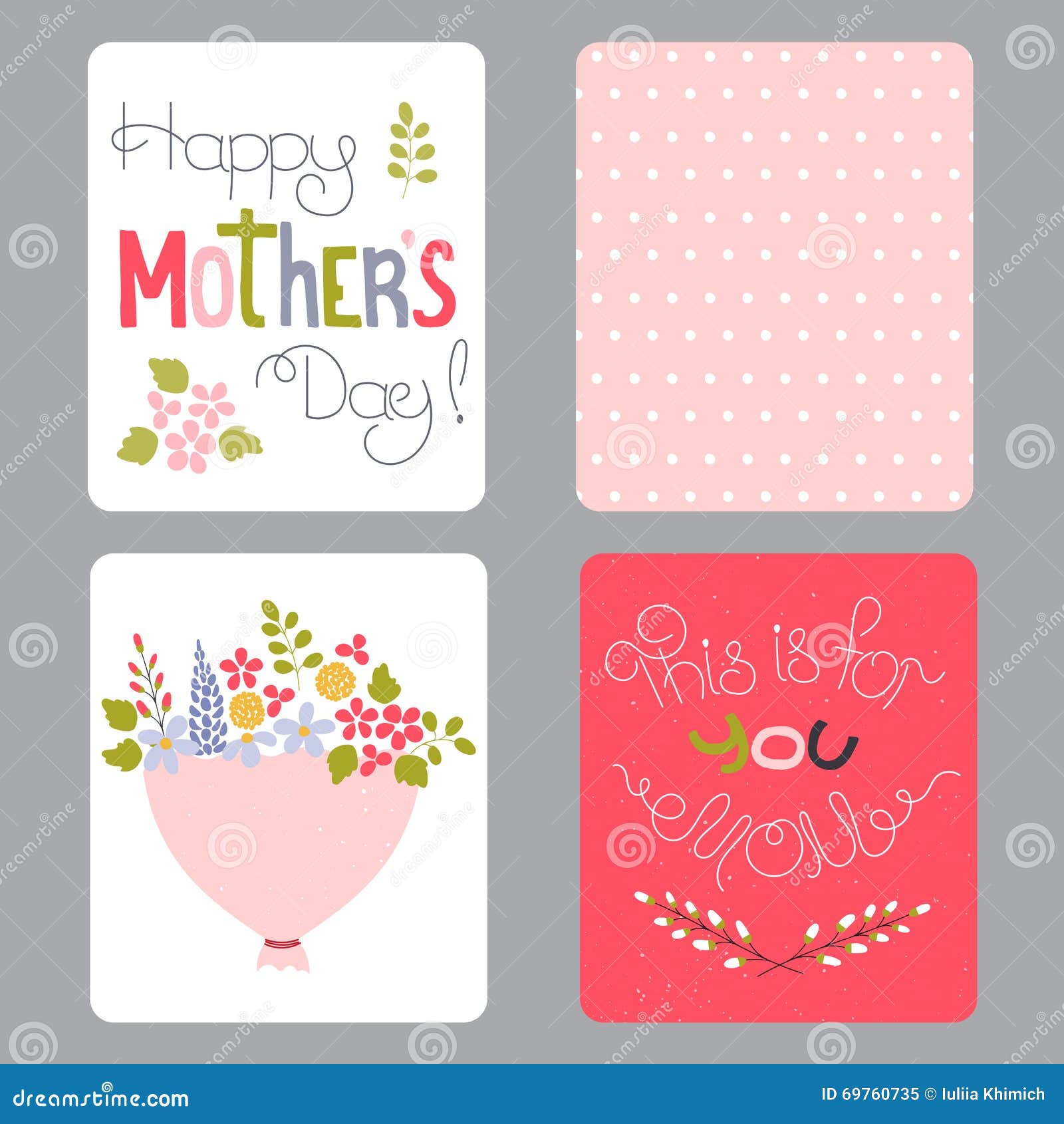 Mothers Day set of cards stock vector. Illustration of placard For Mothers Day Card Templates