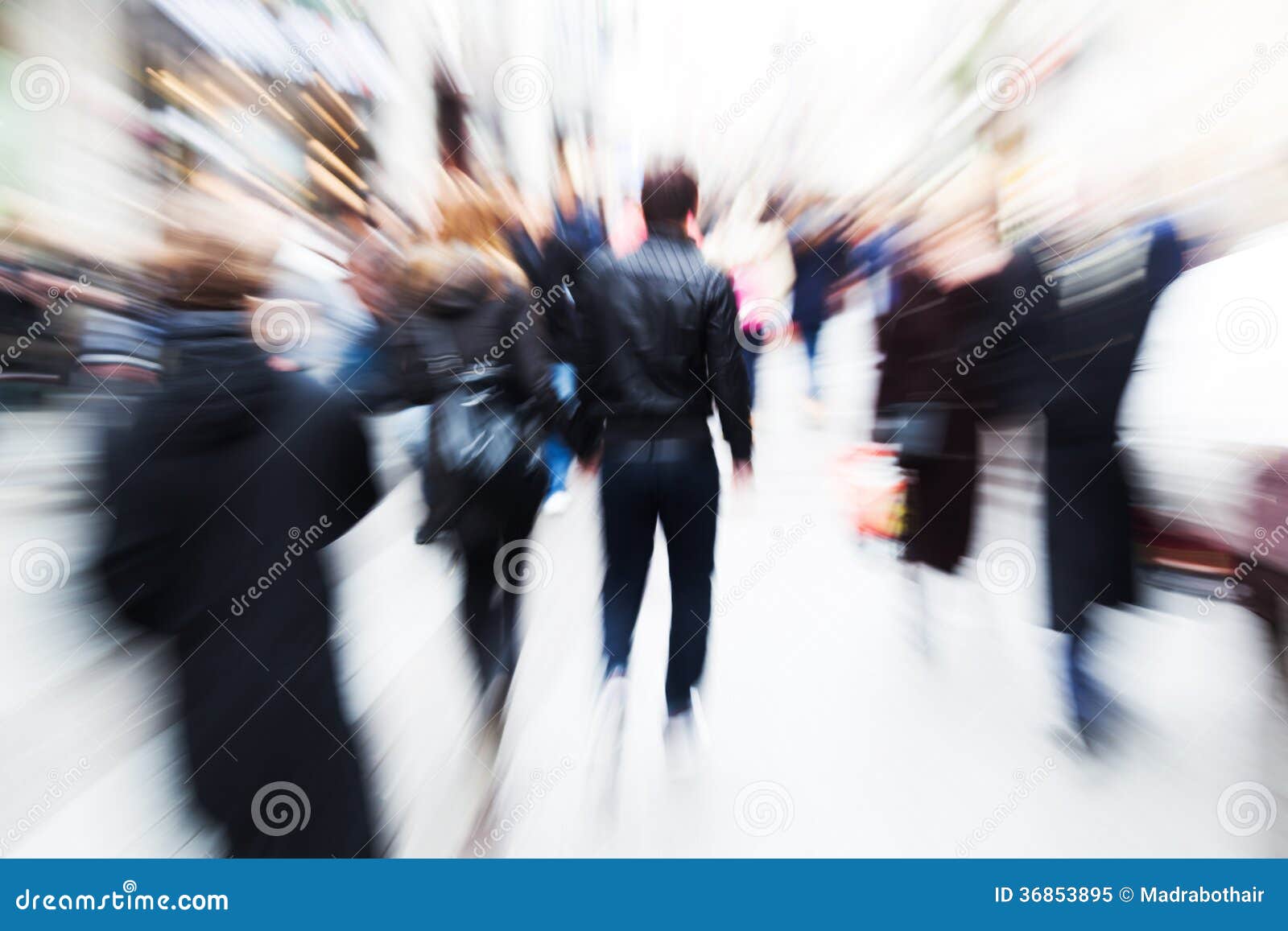 Motion blur people walking pass door of old building in rush hour  representing urban life Stock Photo - Alamy