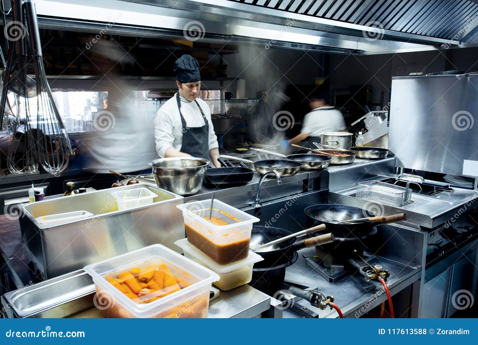 Motion Chefs of a Restaurant Kitchen Stock Photo Image of kitchen