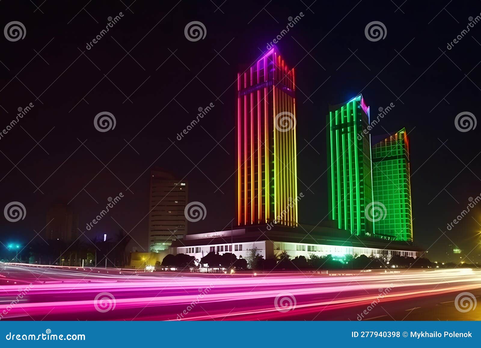 Motion Effect Light Street. Neural Network AI Generated Stock Photo