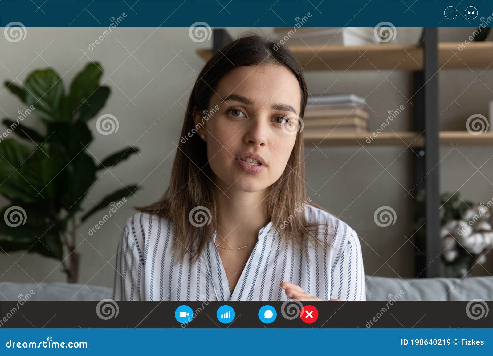 motivated woman talk on video call from home