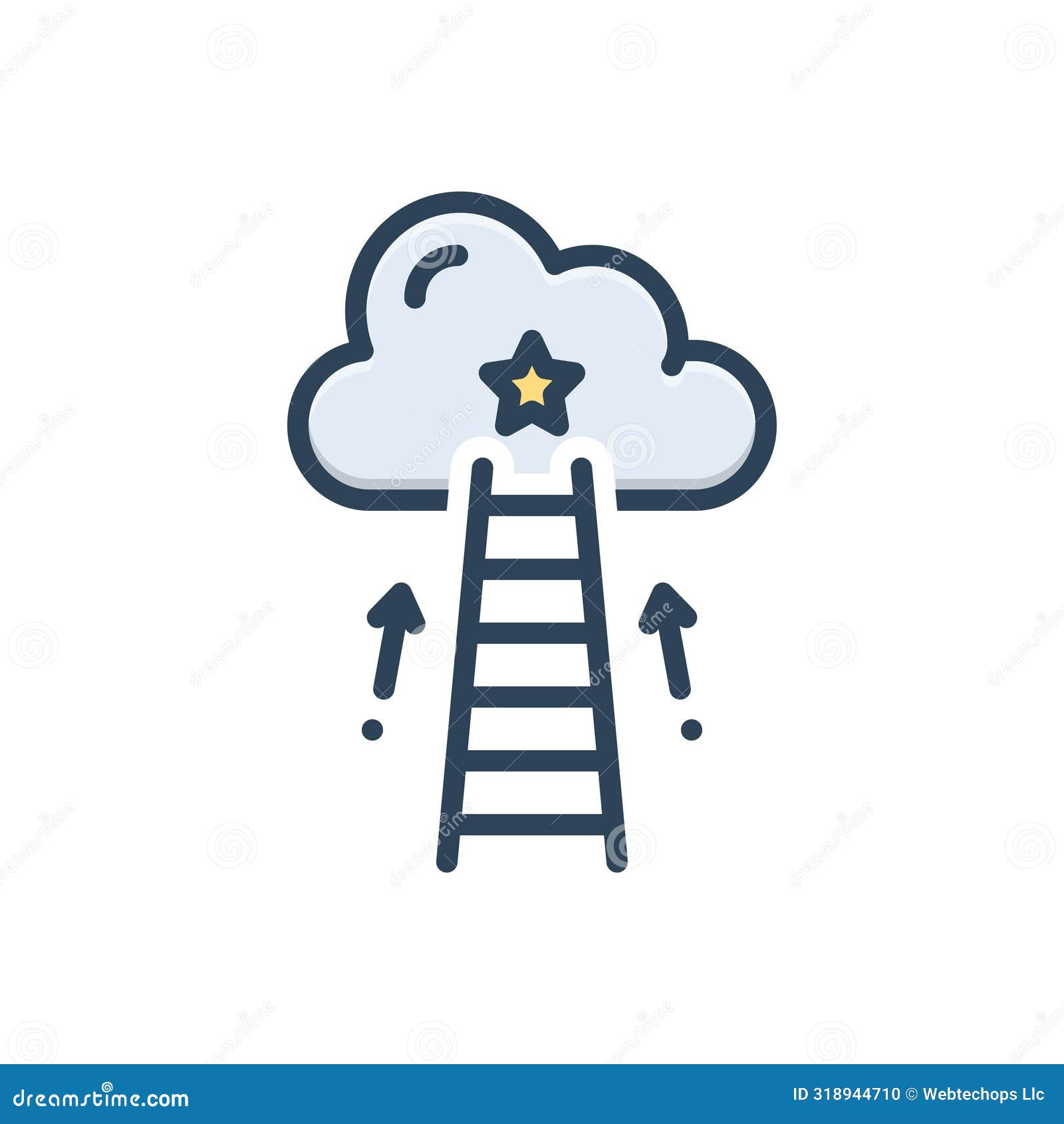 Color Illustration Icon for Motivation, Staircase and Career Stock