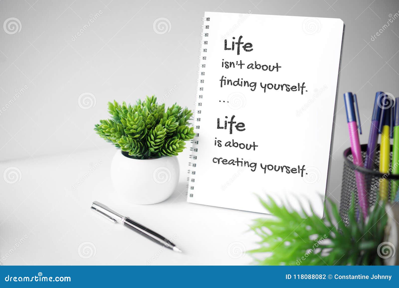 Notebook With Motivational Quote Stock Photo Image Of Planning