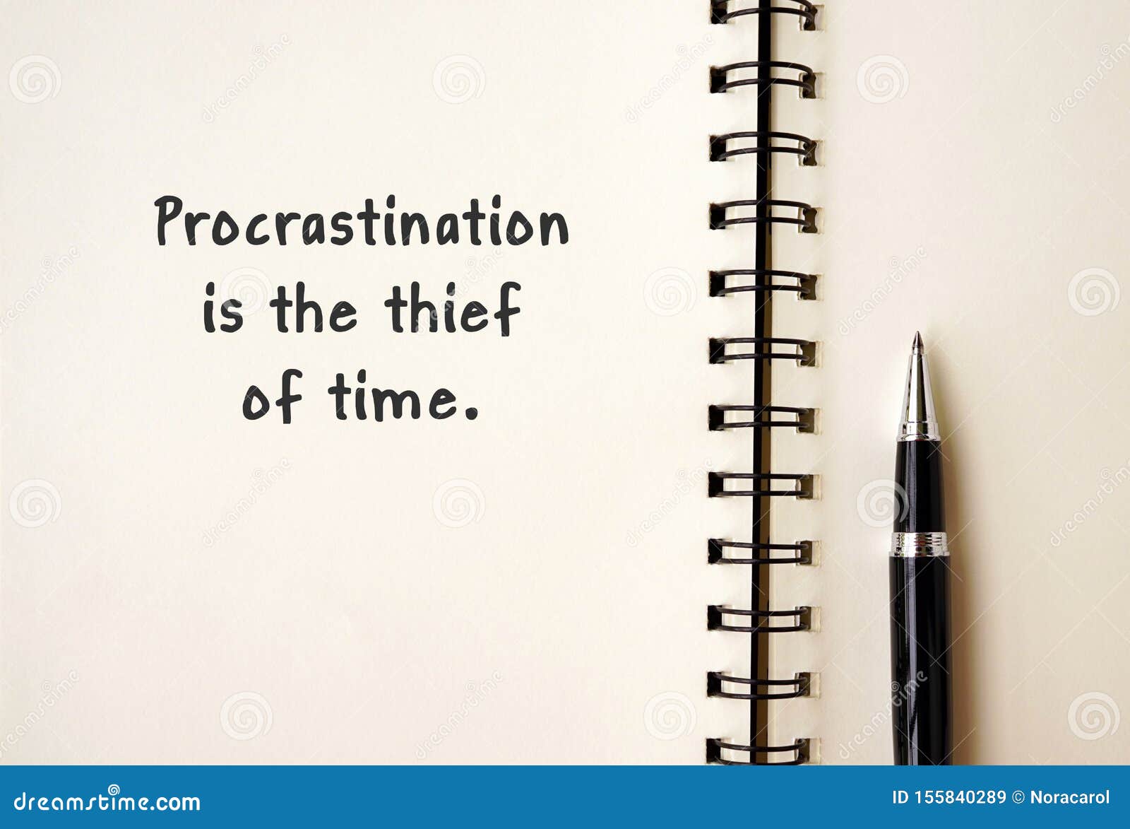 Life Motivational Inspirational Quotes - Procrastination is the Thief of Time Stock Image - Image of notepad, paper: 155840289