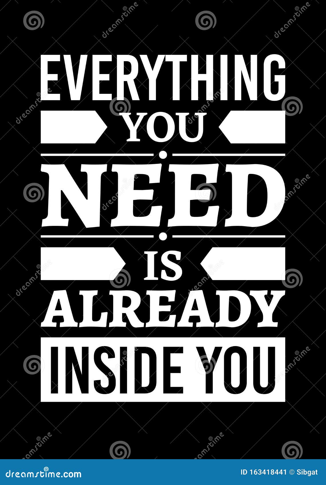 motivational poster. everything you need is already inside you. home decor for good self-esteem