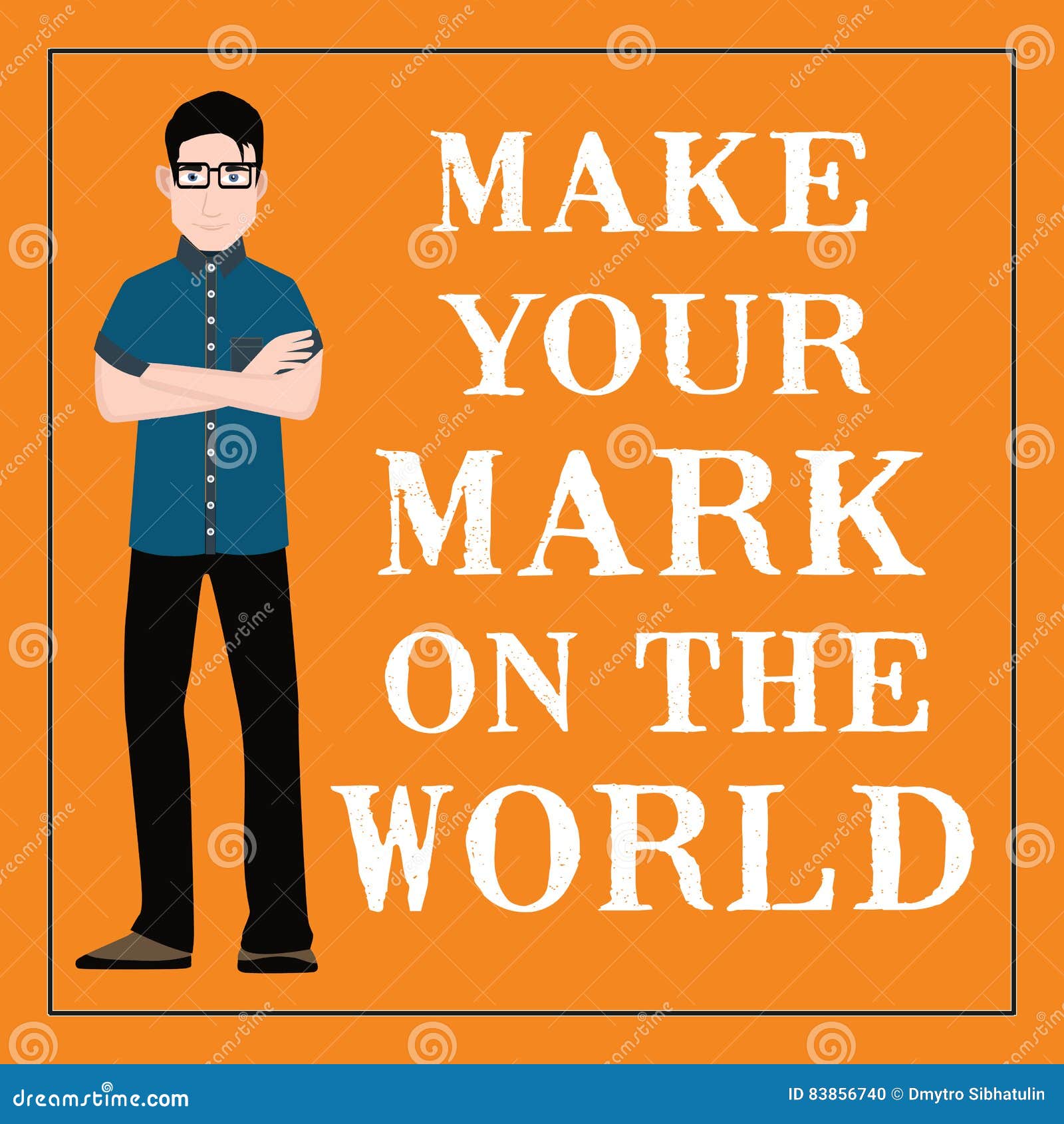 Motivational quote. Make your mark on the world. On orange background.