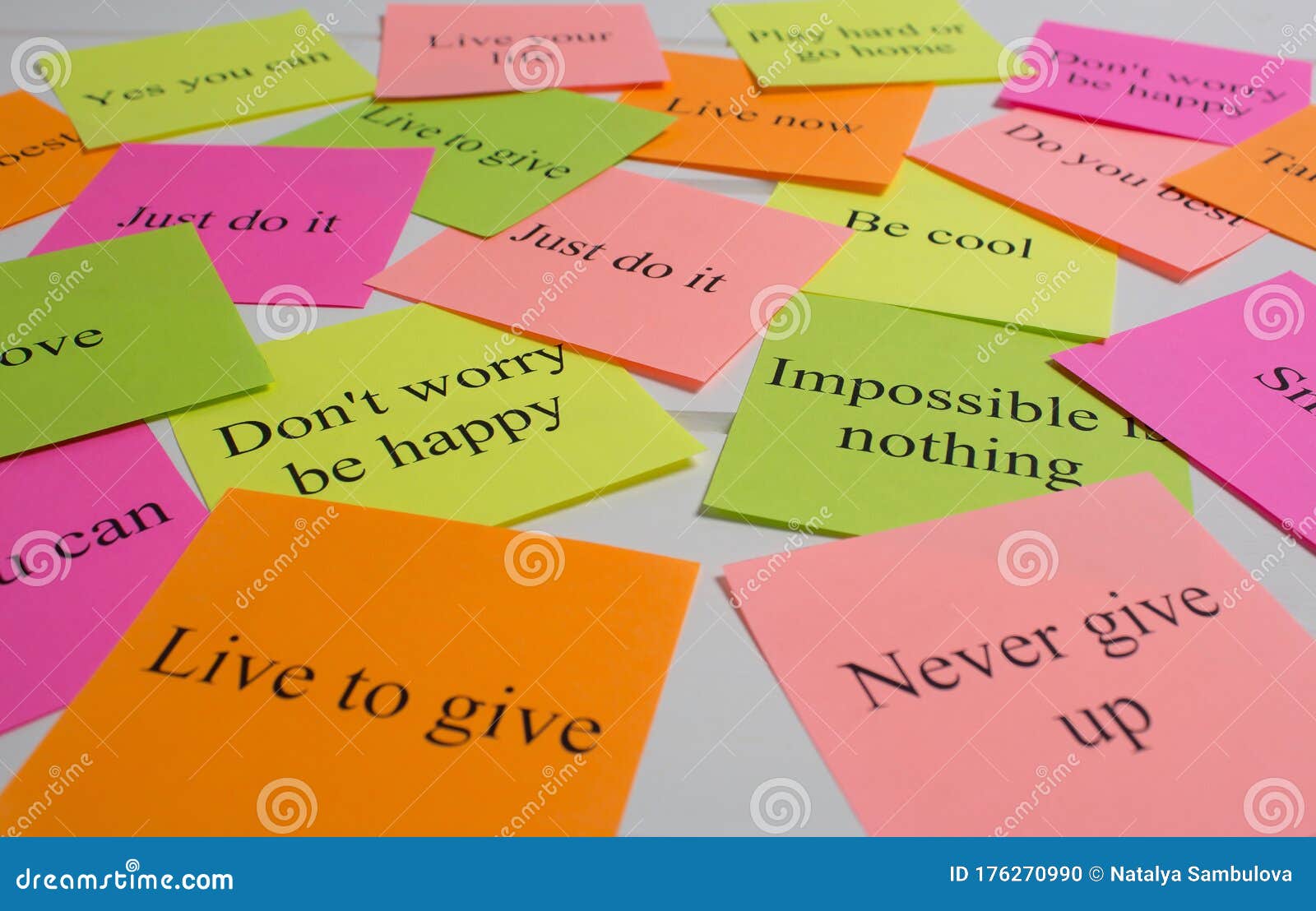 Motivational Words Colorful Stickers White Background Vision Board