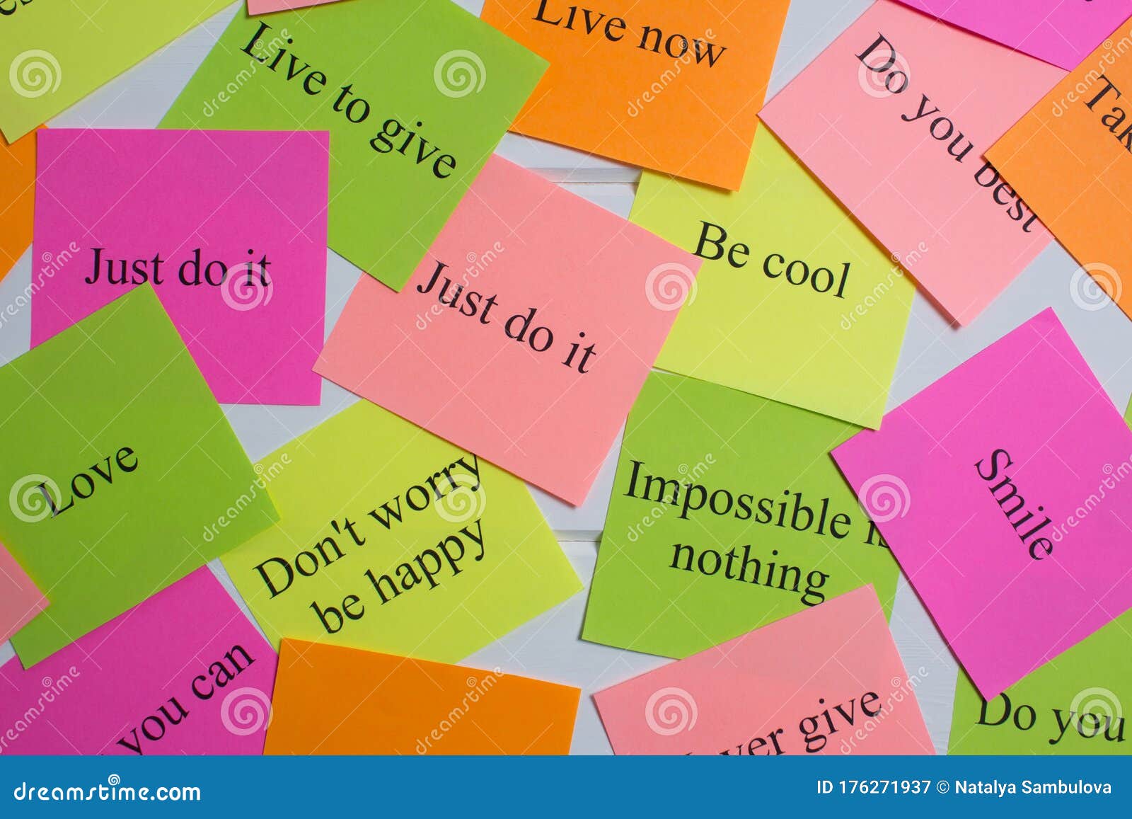 Motivational Words Colorful Stickers White Background Vision Board Cards  Words Stock Photo by ©NataliSammm 355988438
