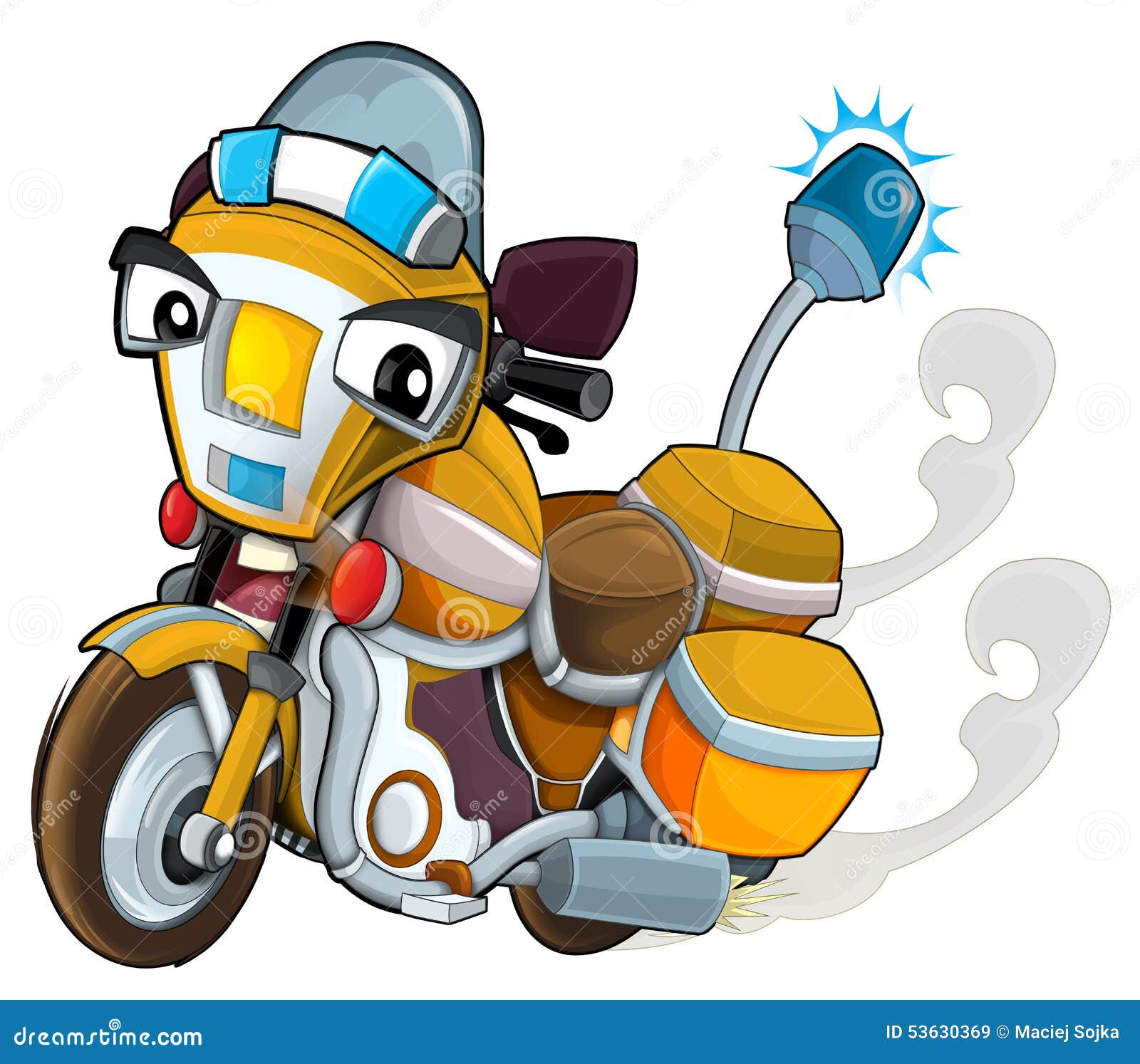 Moto De Bande Dessinée - Caricature Illustration Stock - Illustration du  coloré, automobile: 53630369