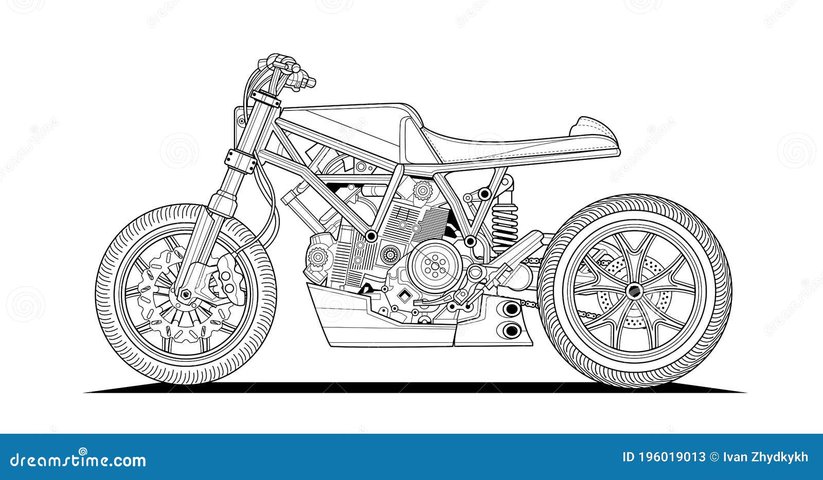 Página De Coloração De Motocicleta Para Desenho De Esboço De