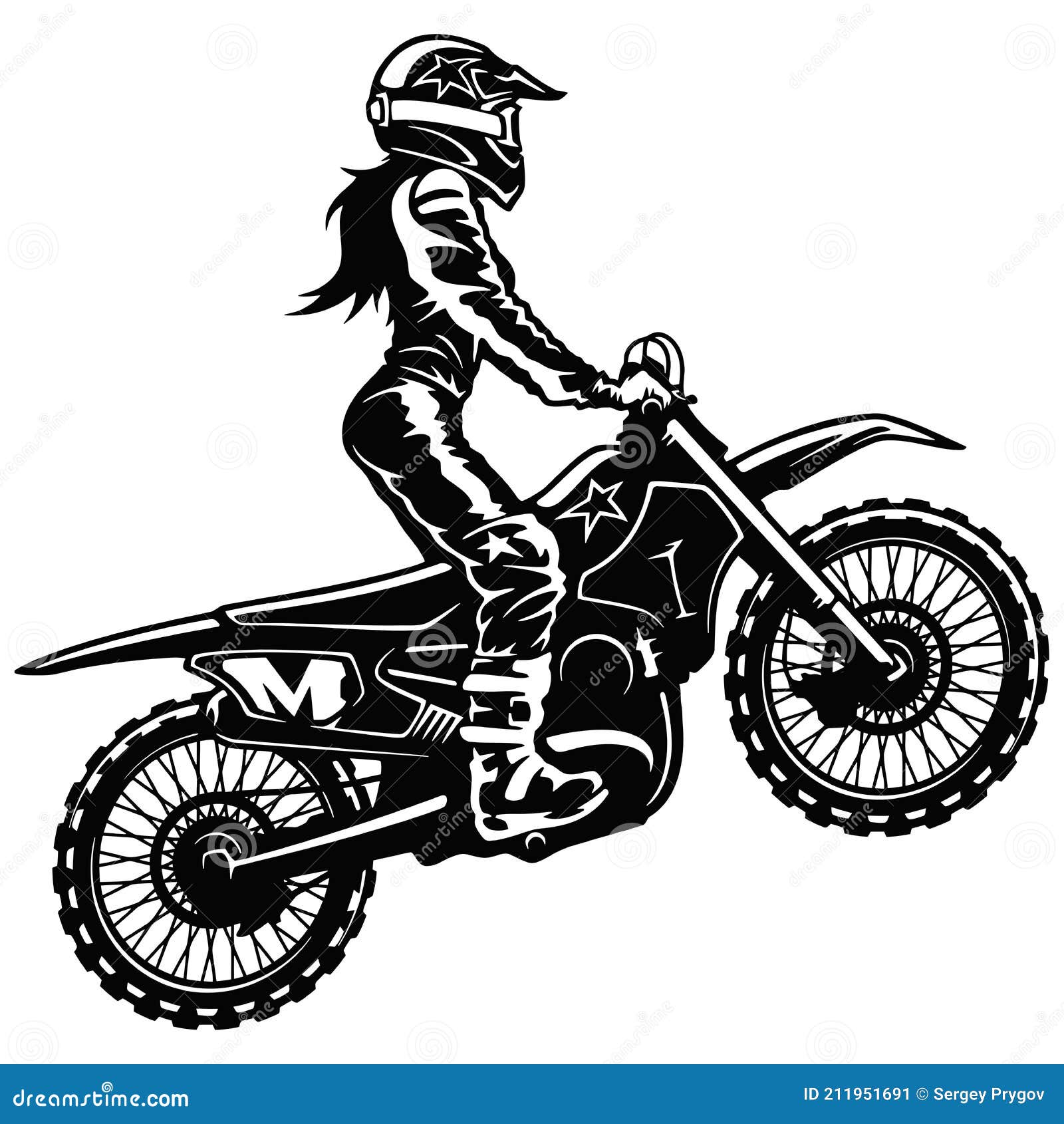 Motocross Rider Ride Motocross Bike Vector: vetor stock (livre de