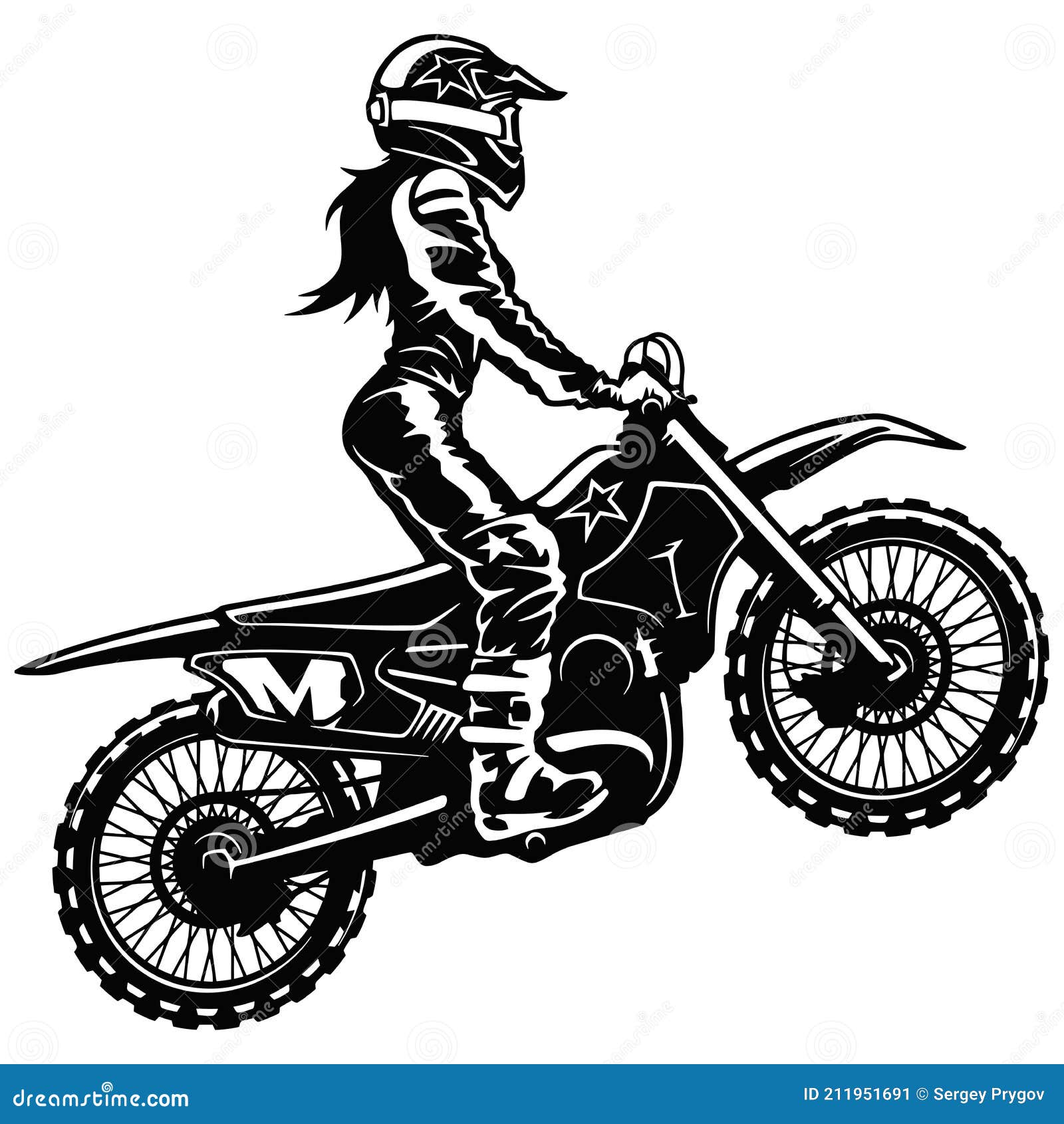 Motocross Motocicleta Desenhado Mão Ilustração Vetorial imagem