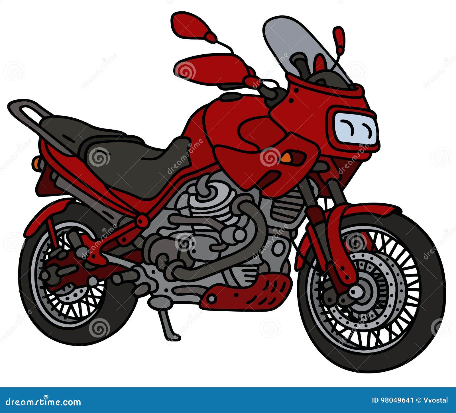 Moto rouge d'enduro illustration de vecteur. Illustration du lourd -  98049641