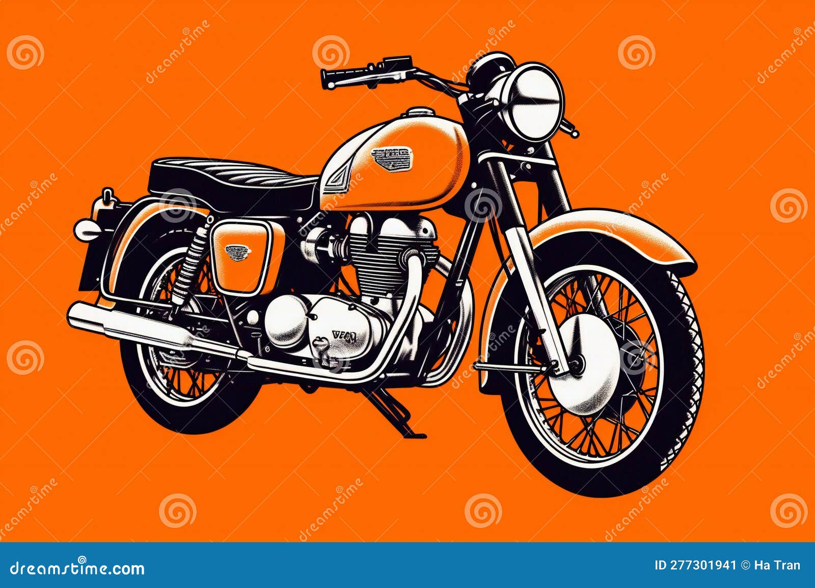 Motor de moto desenhado a mão