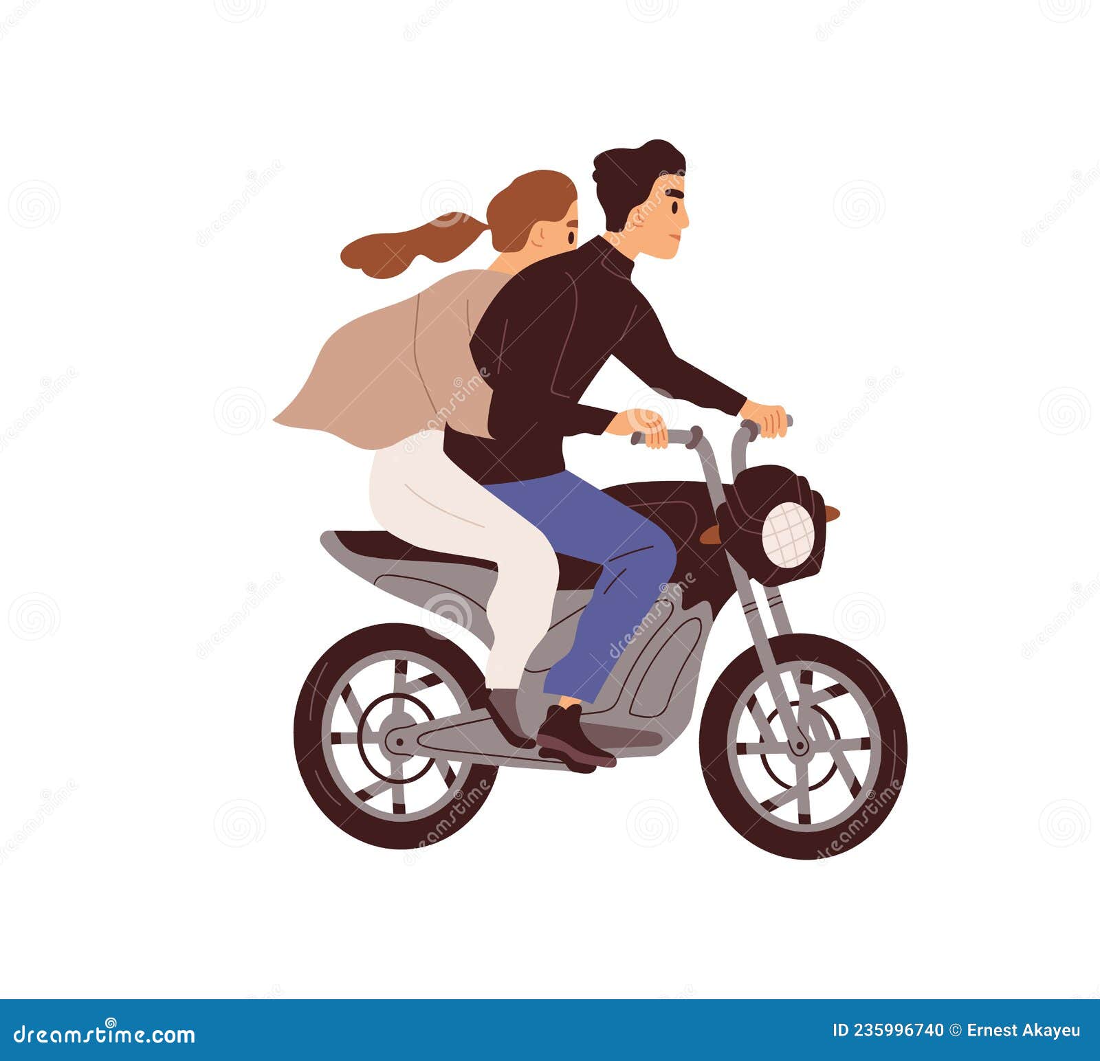 Uma Menina Andando Moto Motocross Desenho Animado Personagem