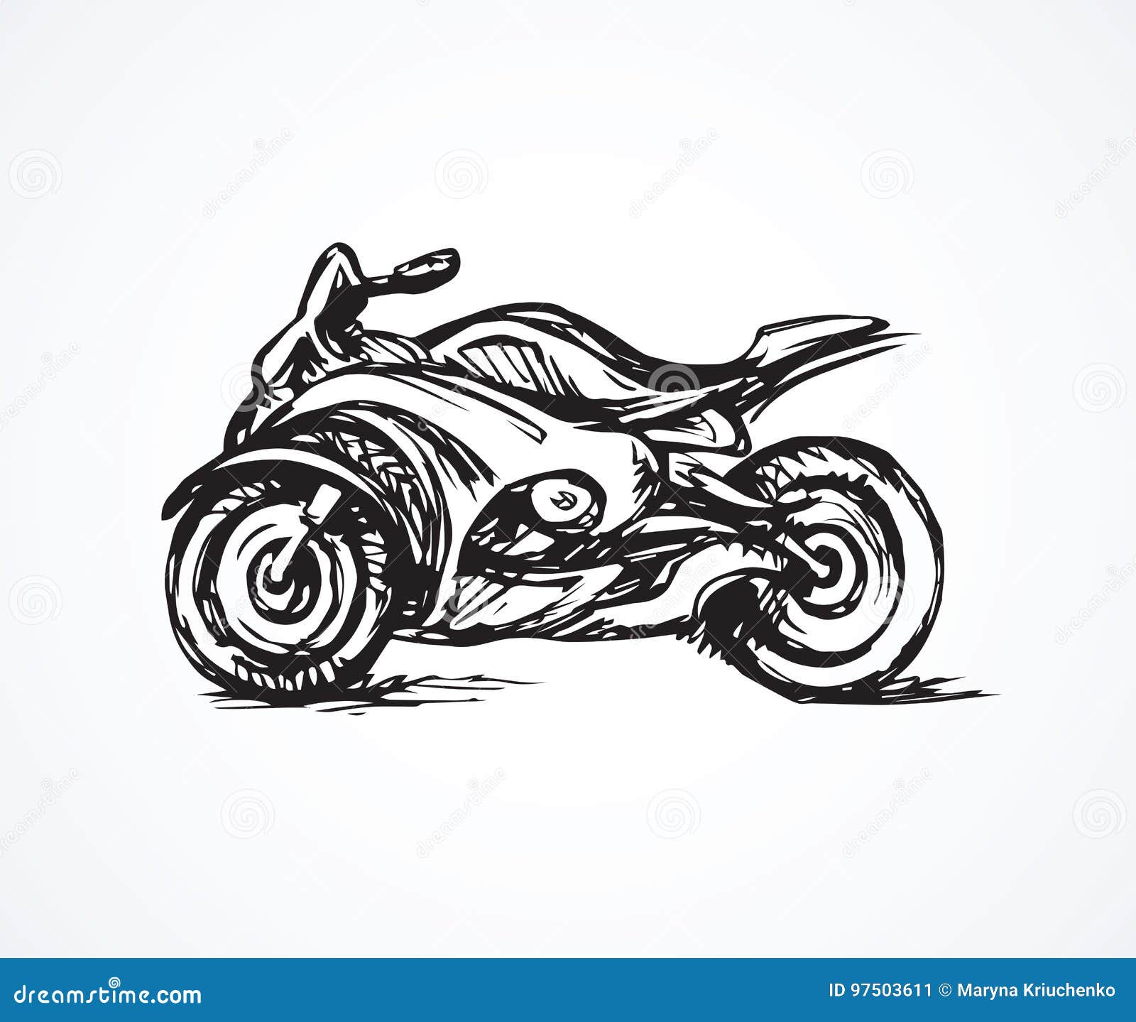 Motocross Motocicleta Desenhado Mão Ilustração Vetorial imagem