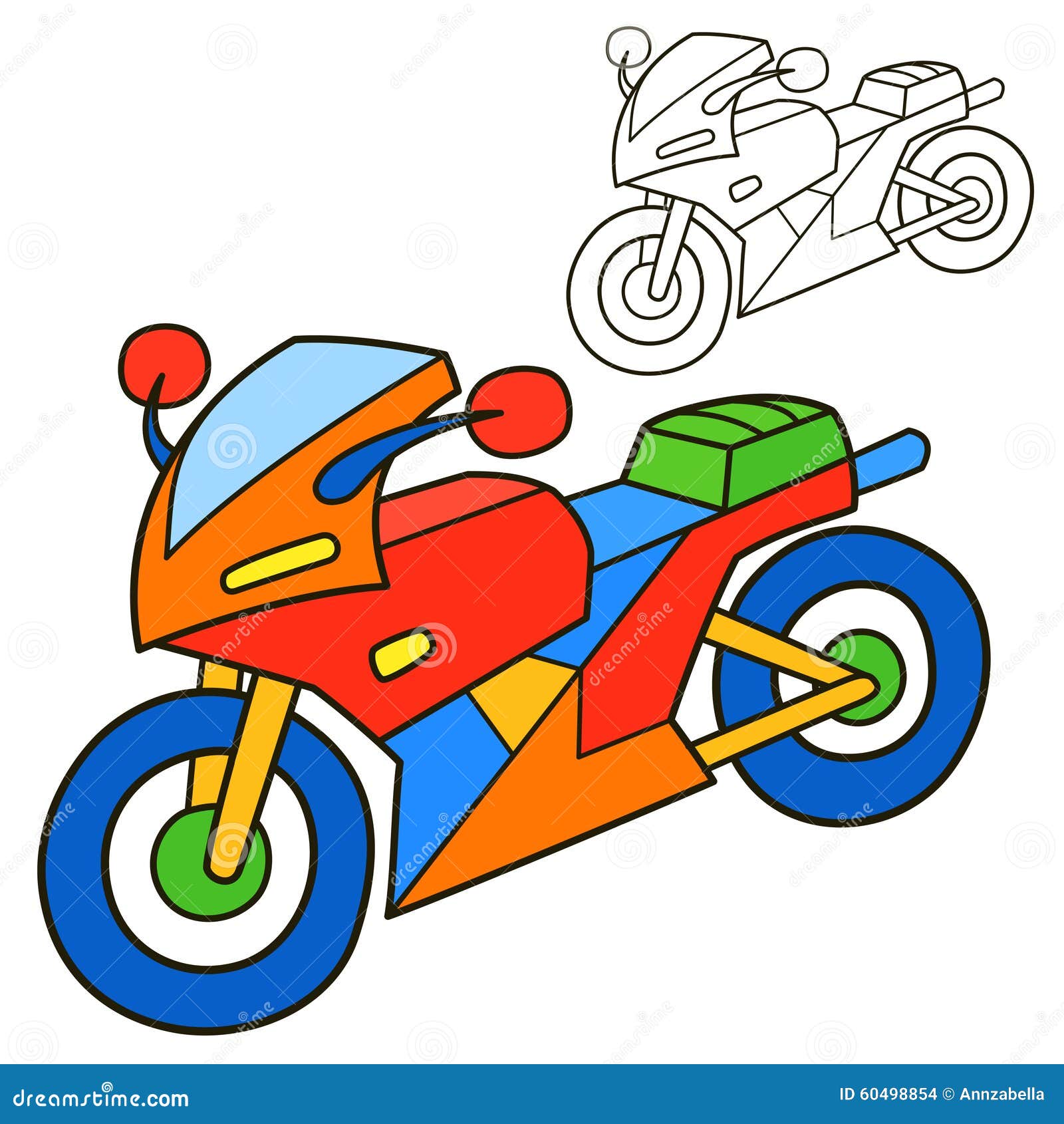 Desenho de motocicleta para colorir preto e branco para livro de colorir