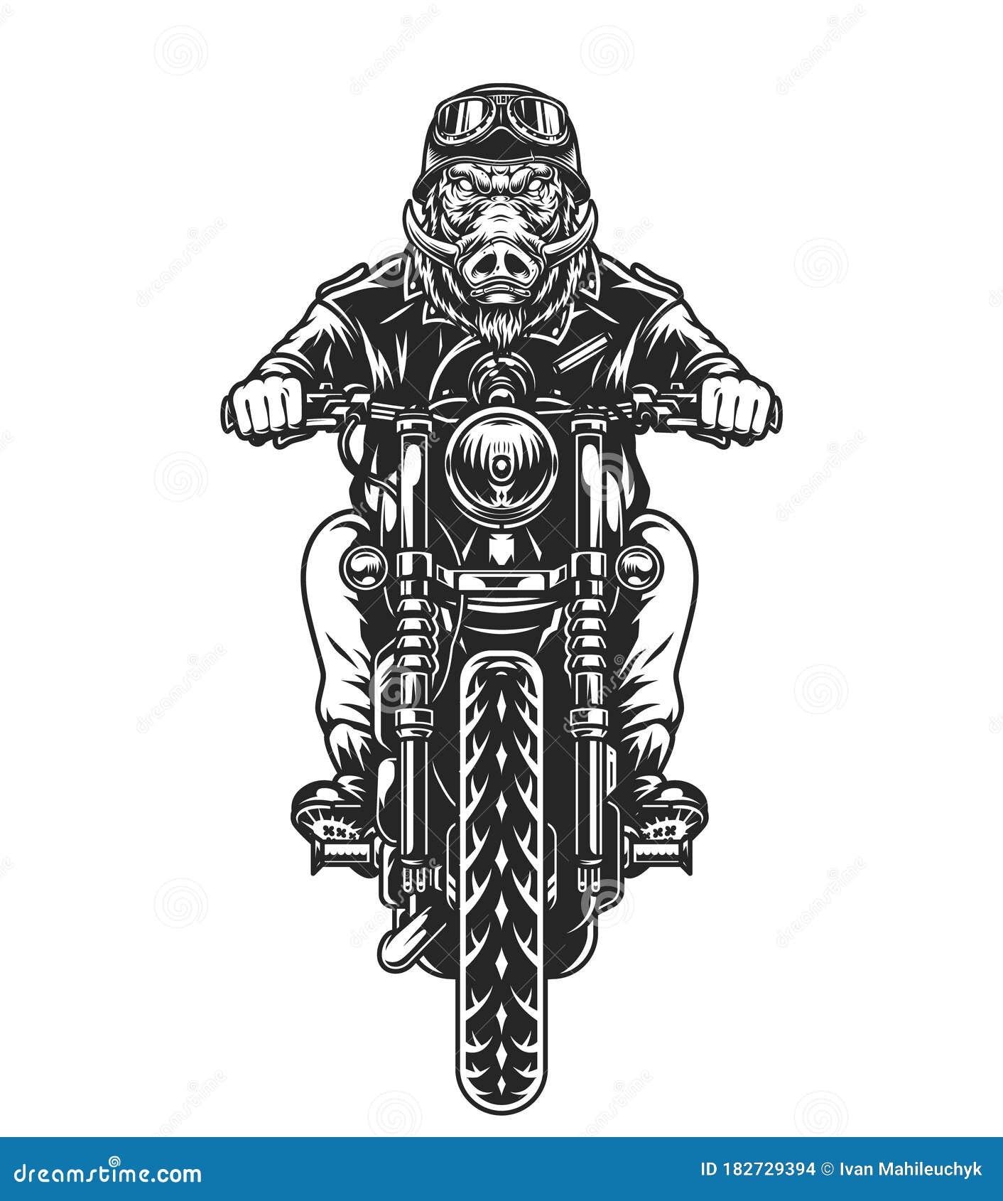 Ilustração monocromática do logotipo do piloto de moto de enduro