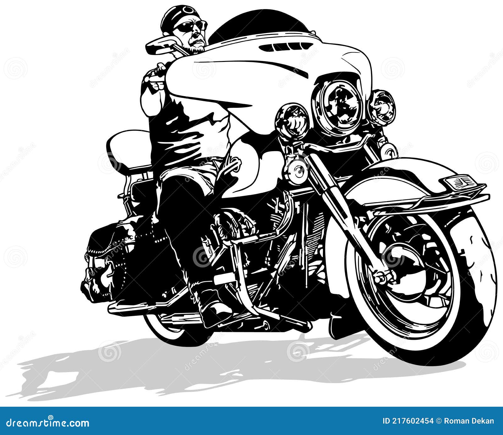 Motociclista En Dibujo De Moto Ilustración del Vector - Ilustración de  bosquejo, harley: 217602454