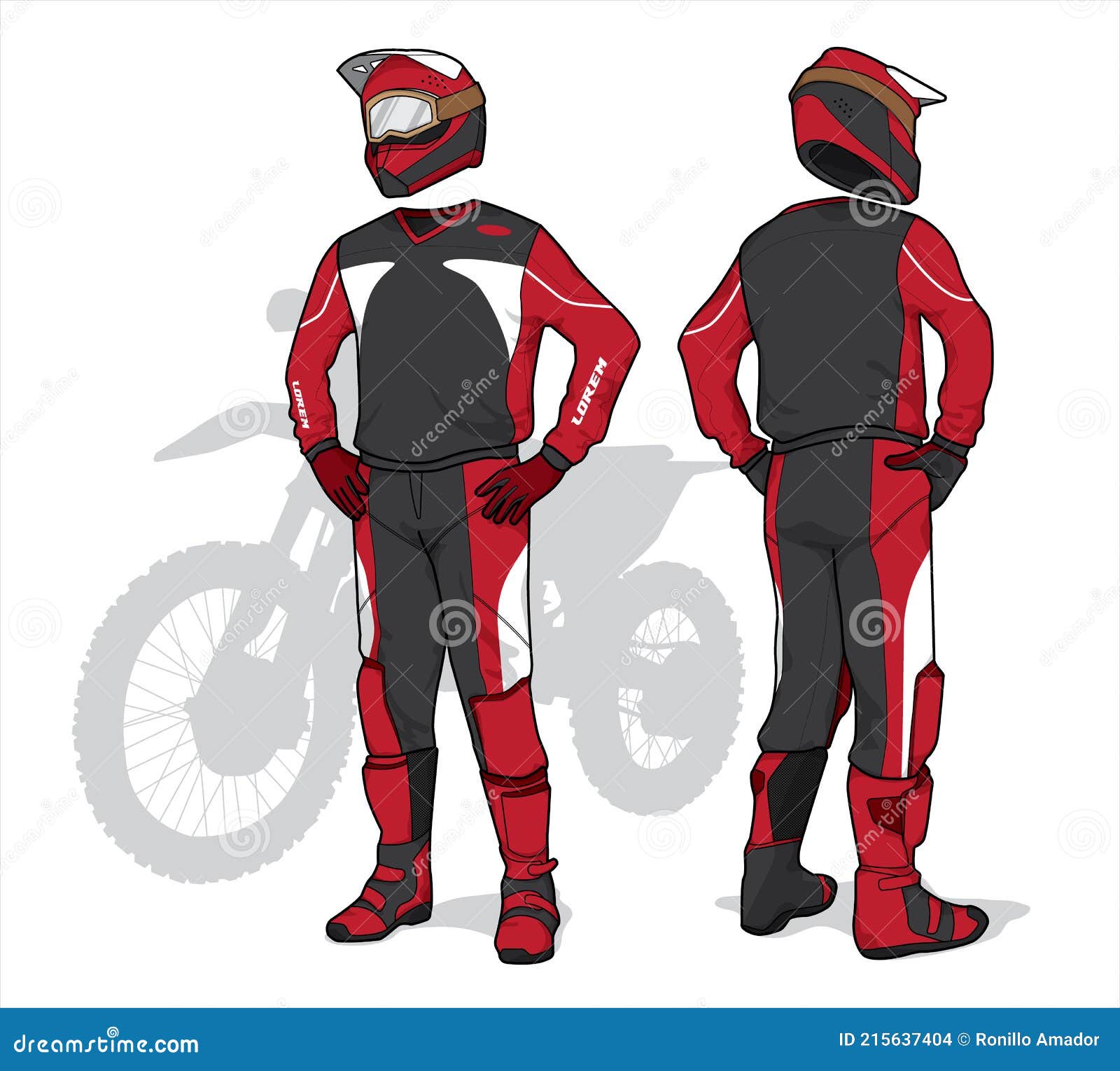 Motocross Diseño Uniforme Conjunto Maqueta Hasta Vector Ilustración del Vector - Ilustración extremo, mofa: 215637404
