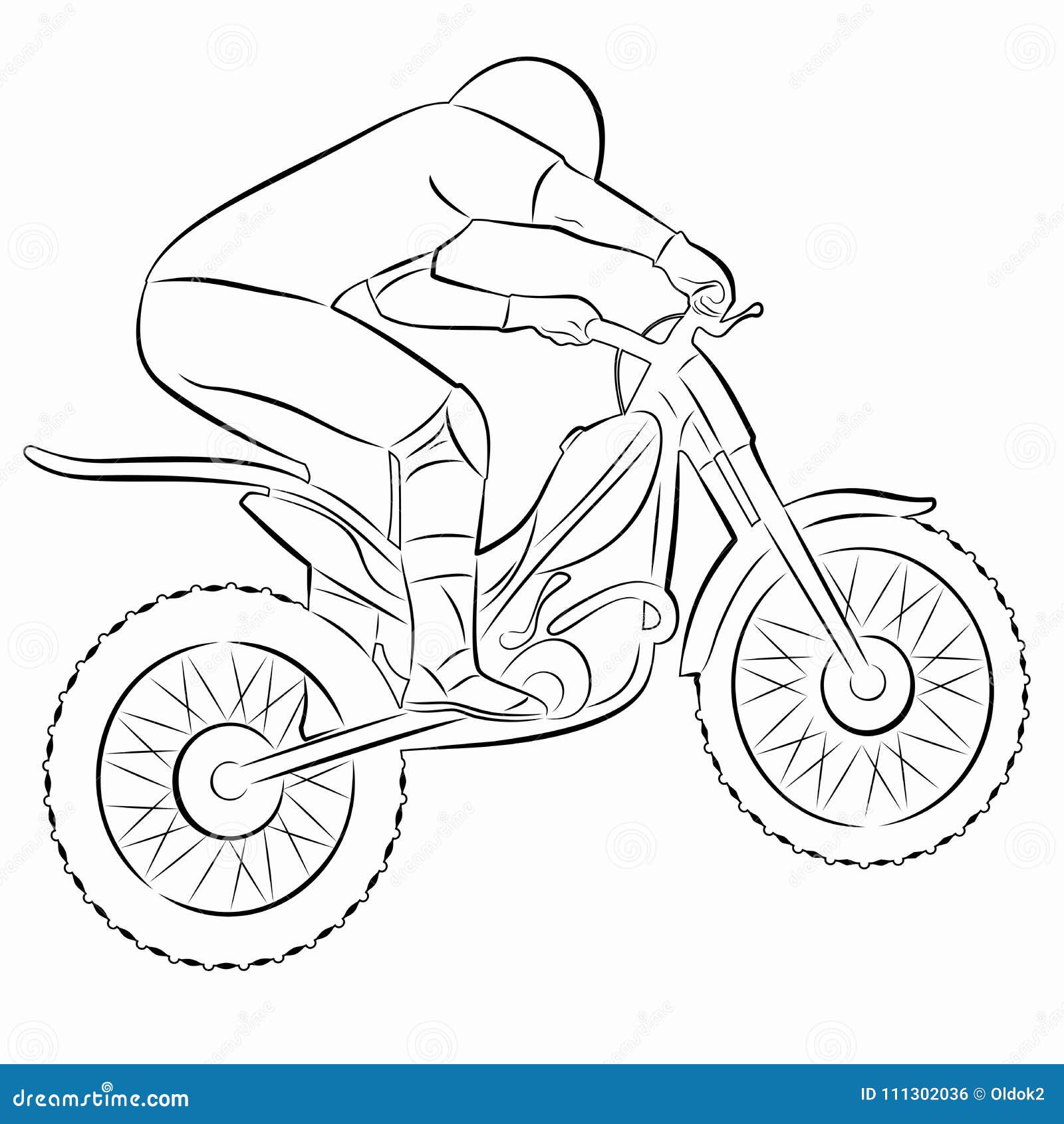 Black silhouettes Motocross rider on a motorcycle. Vector