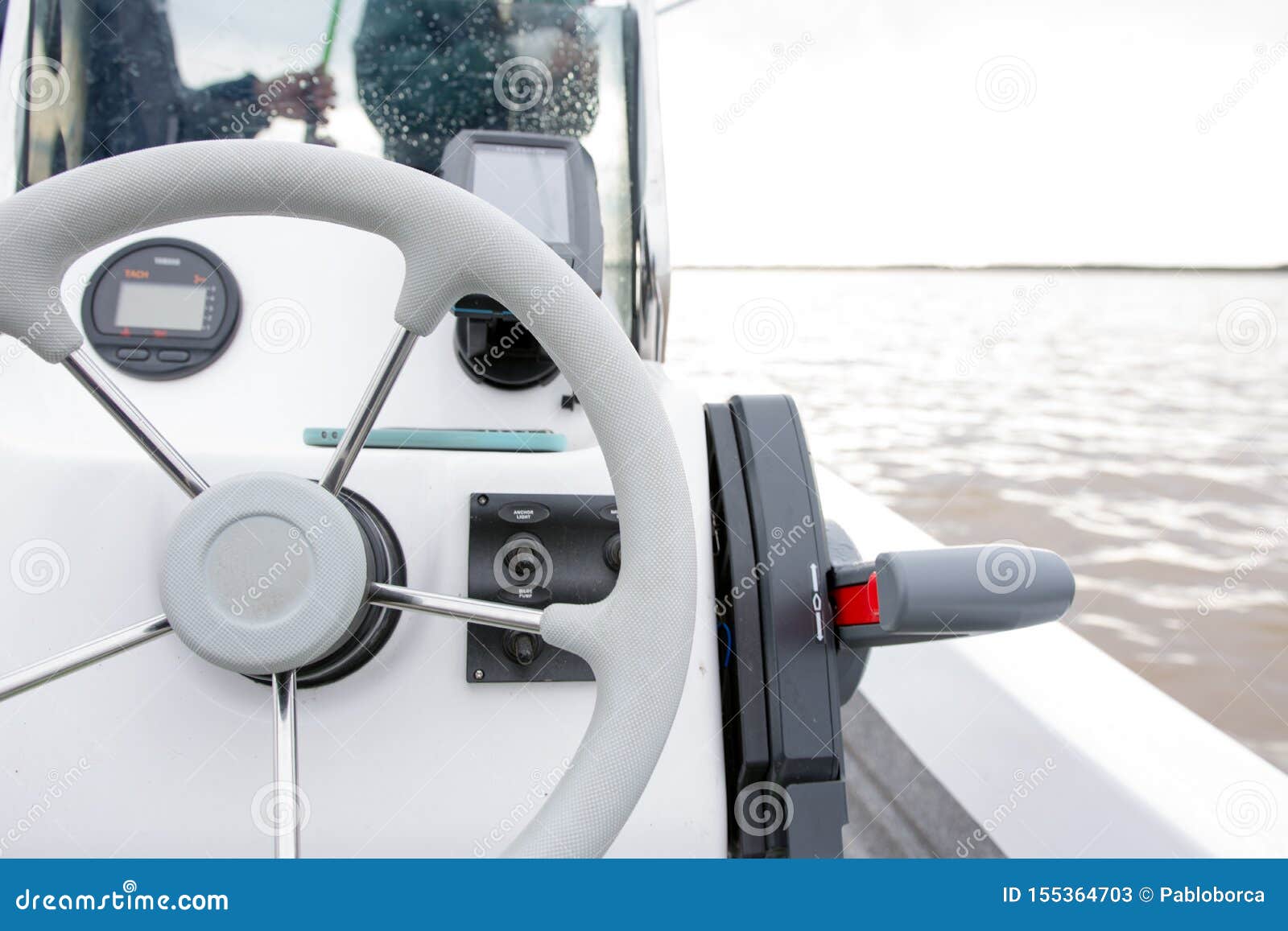 Motor Boat Steering Wheel stock image. Image of navigation 155364703