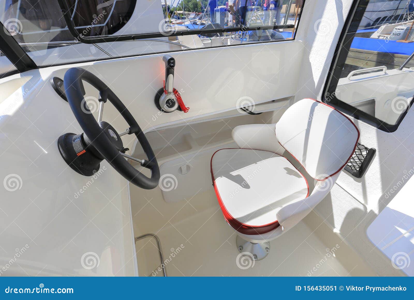 Motor Boat Steering Wheel with Throttle Control Stock Image Image of