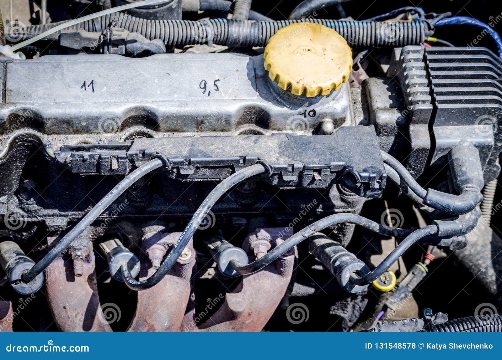 Motor in the car stock photo. Image of motor, pump, mechanical 131548578