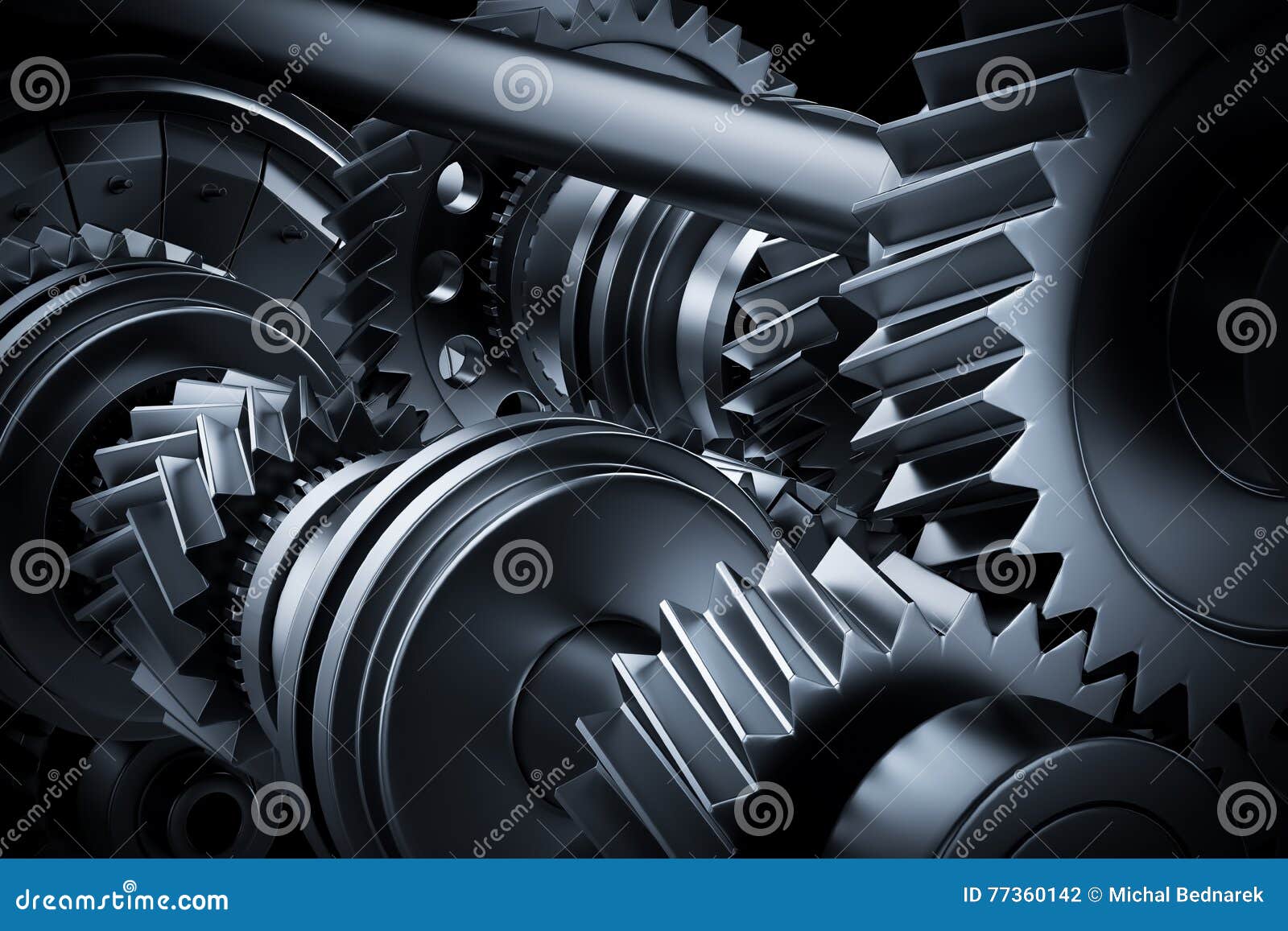 Motor, Engine Closeup. Gears, Cogwheels, Real Engine Elements Stock