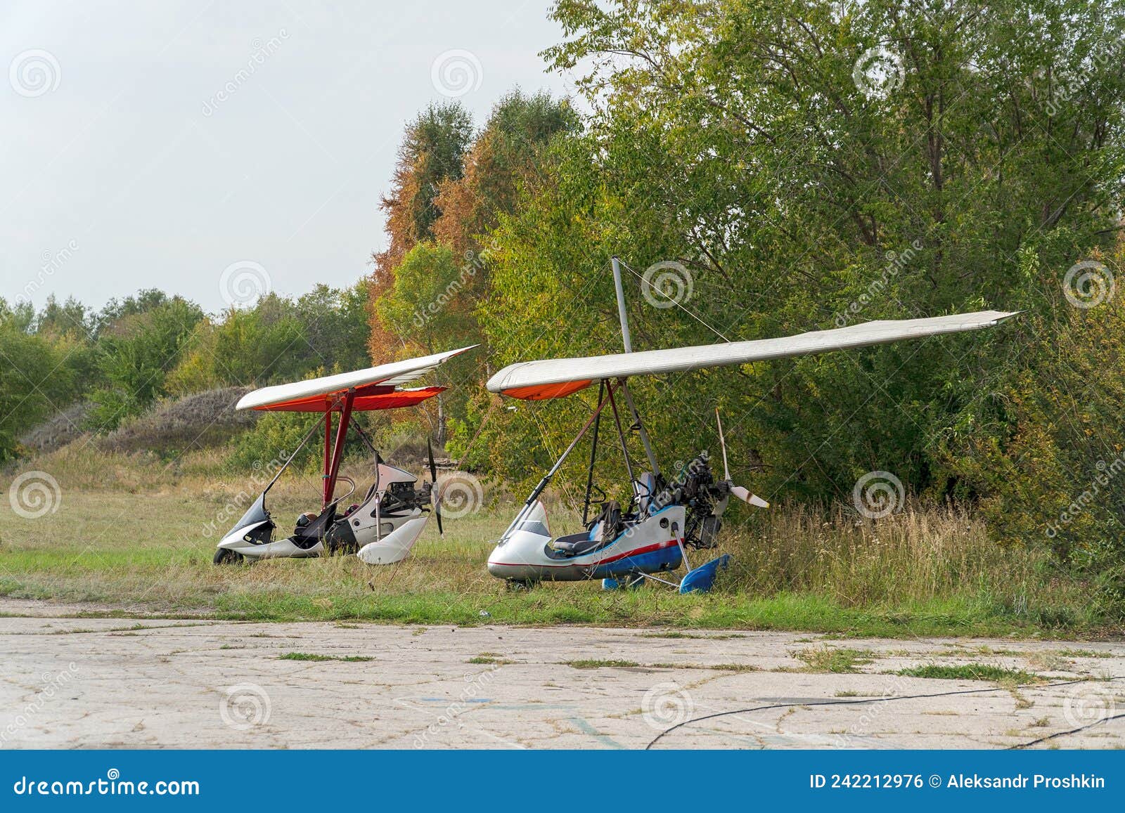 Motor Hang Gliders are Parked Near Trees Stock Photo Image of aviation, hanggliding 242212976