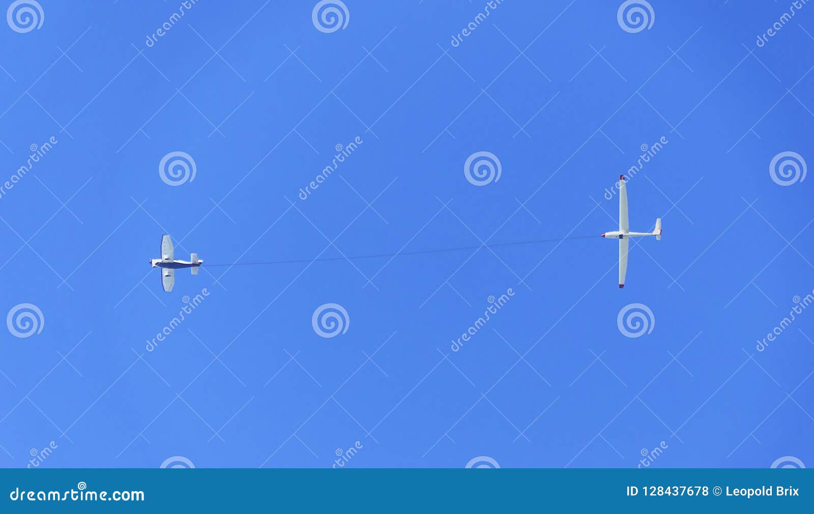 Motor Plane Dragging a Glider Stock Photo Image of sport, launch