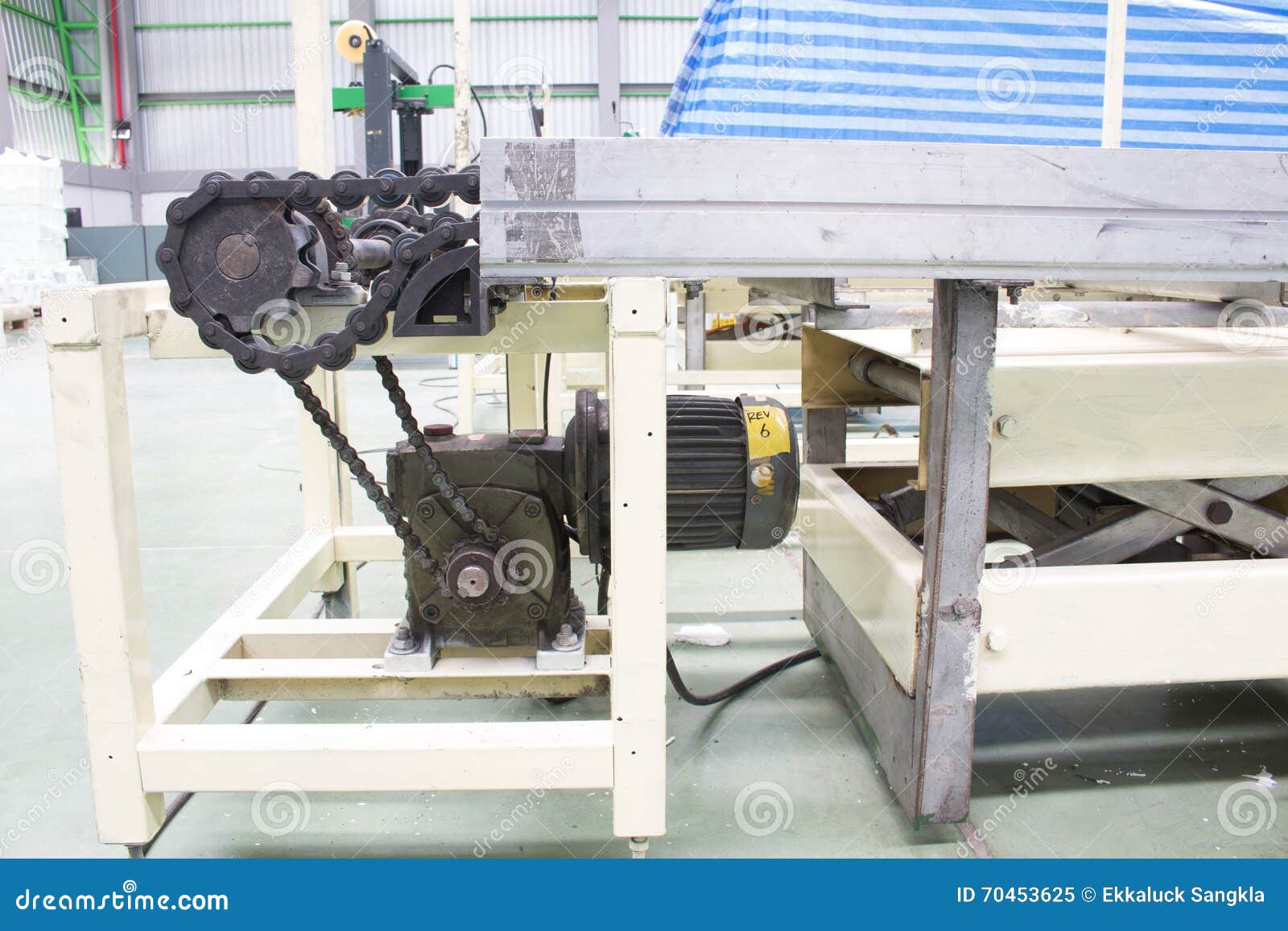 Motor Shaft and Gear Drive Chain of Conveyor Line Stock Image Image