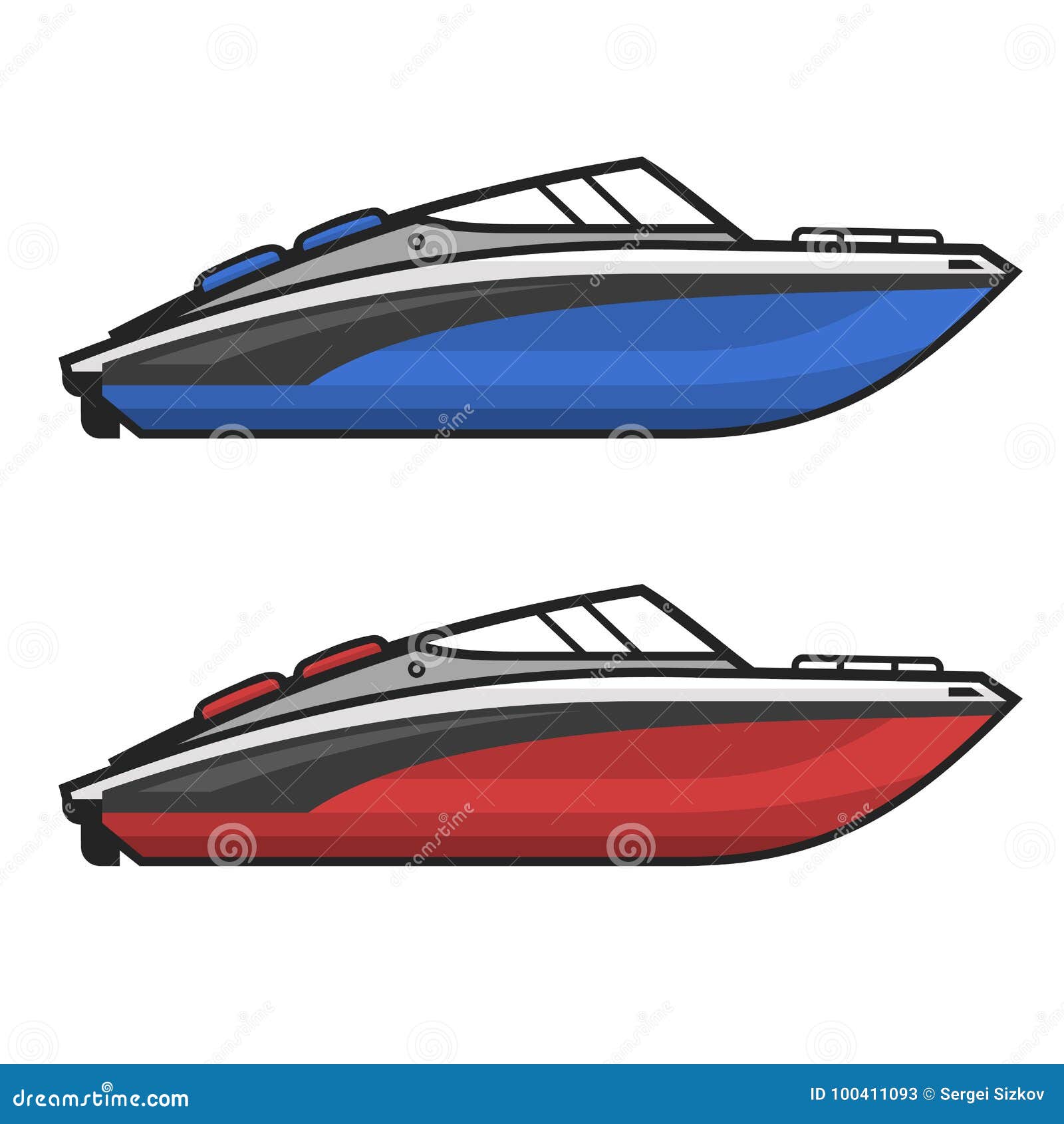 Vector Speed Boat, Hand Draw Vector. Stock Vector - Illustration