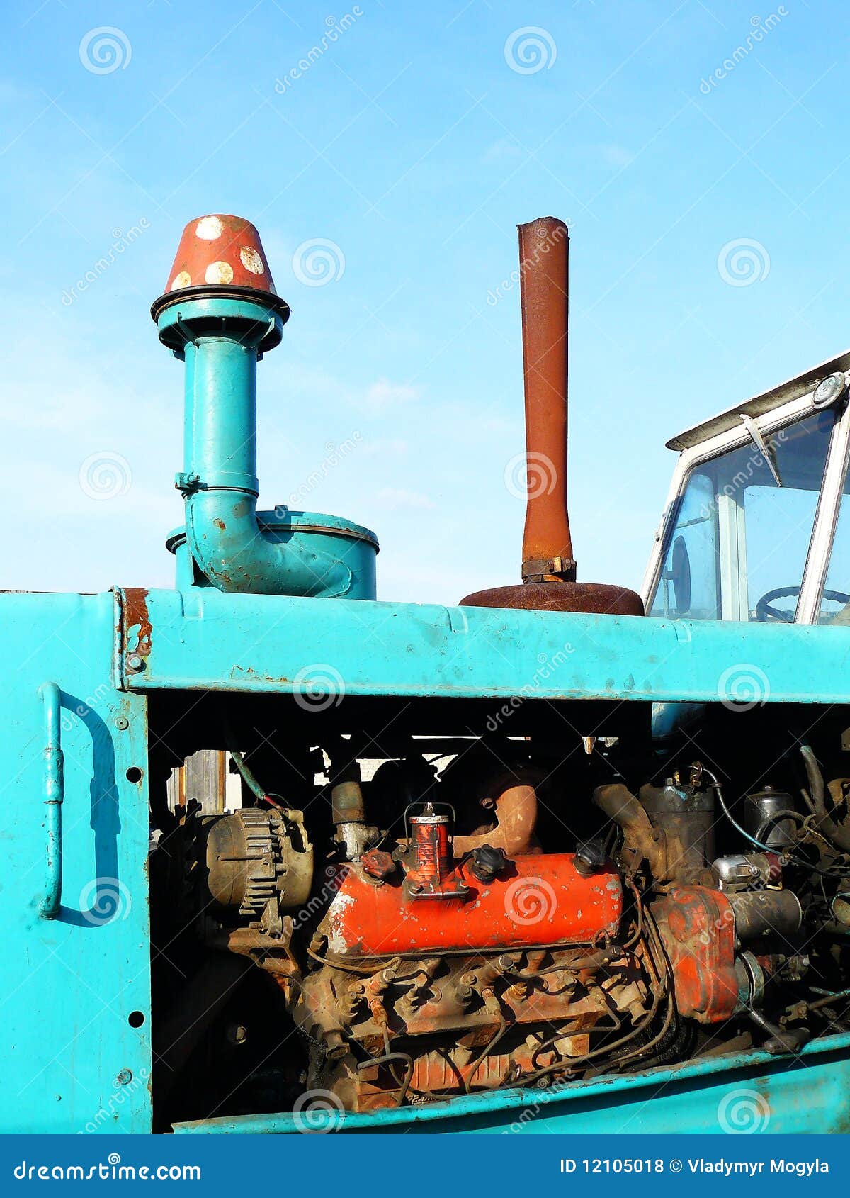 Motor from a tractor stock photo. Image of wheel, glass 12105018