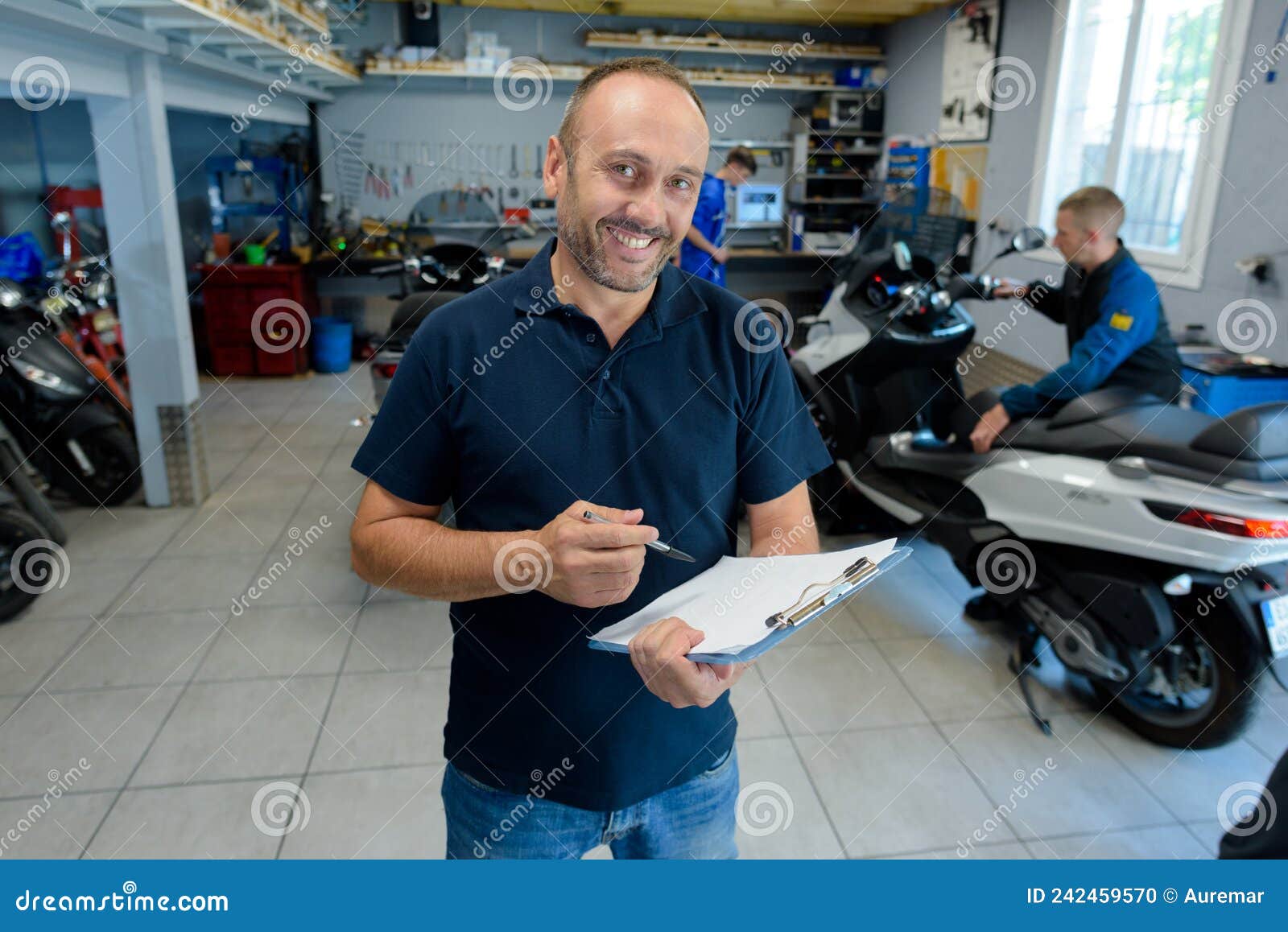 Motorbike Mechanical Garage Supervisor Posing Stock Photo Image of
