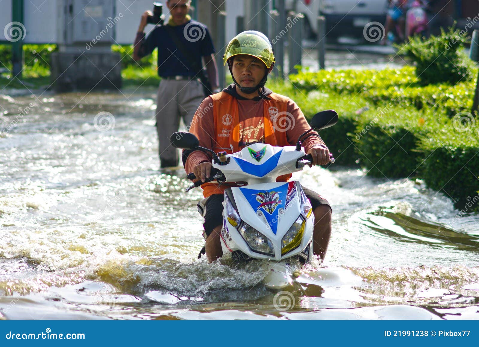 Motorbike Run through Flooded Road Editorial Stock Photo Image of history, thailand 21991238