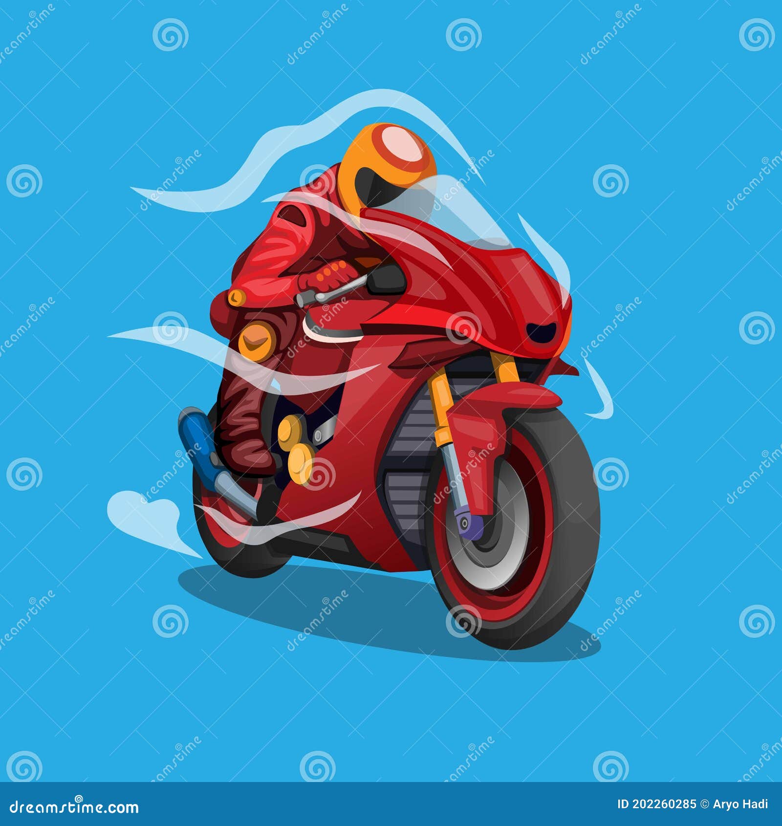 motorbike speeding with aerodynamic airflow  concept  in cartoon 