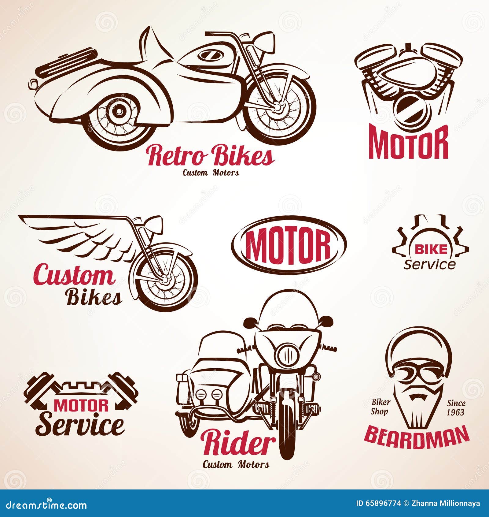 motorbikes emblems and labels set