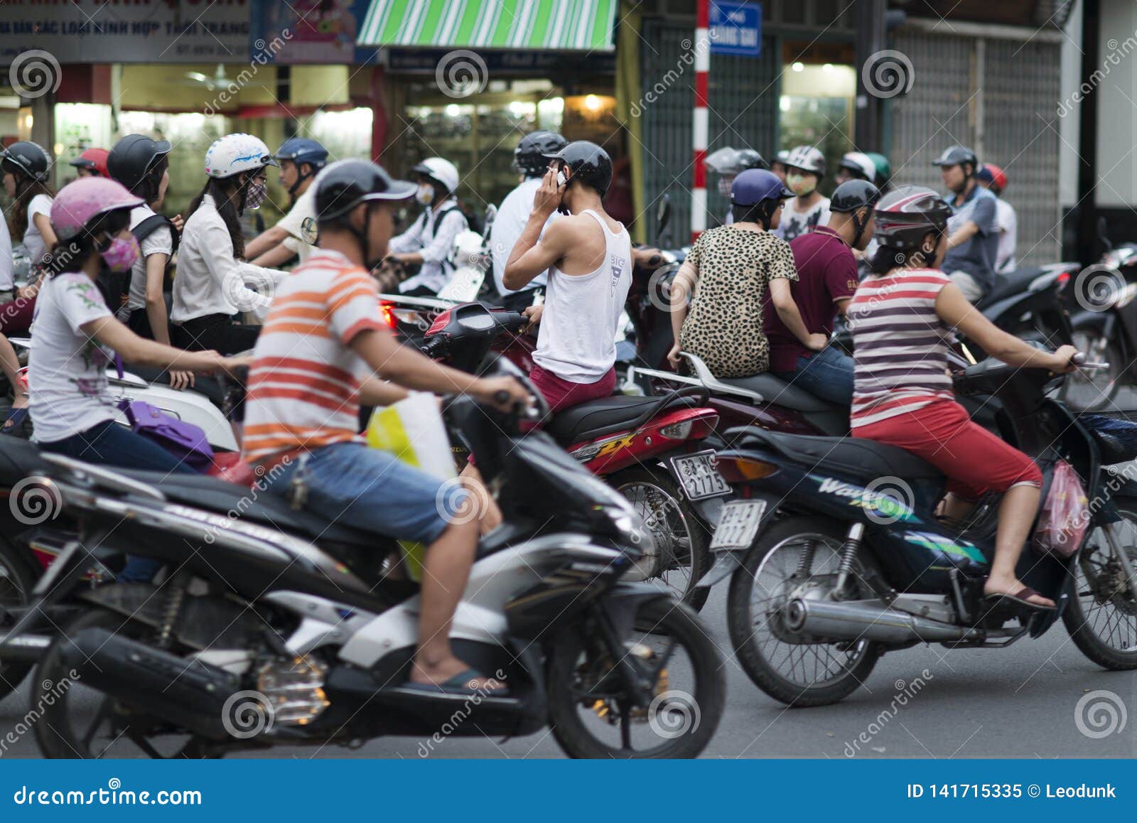 Motorbikes, Motorcycles and Scooters in Hanoi. Motorbike Traffic Jam ...