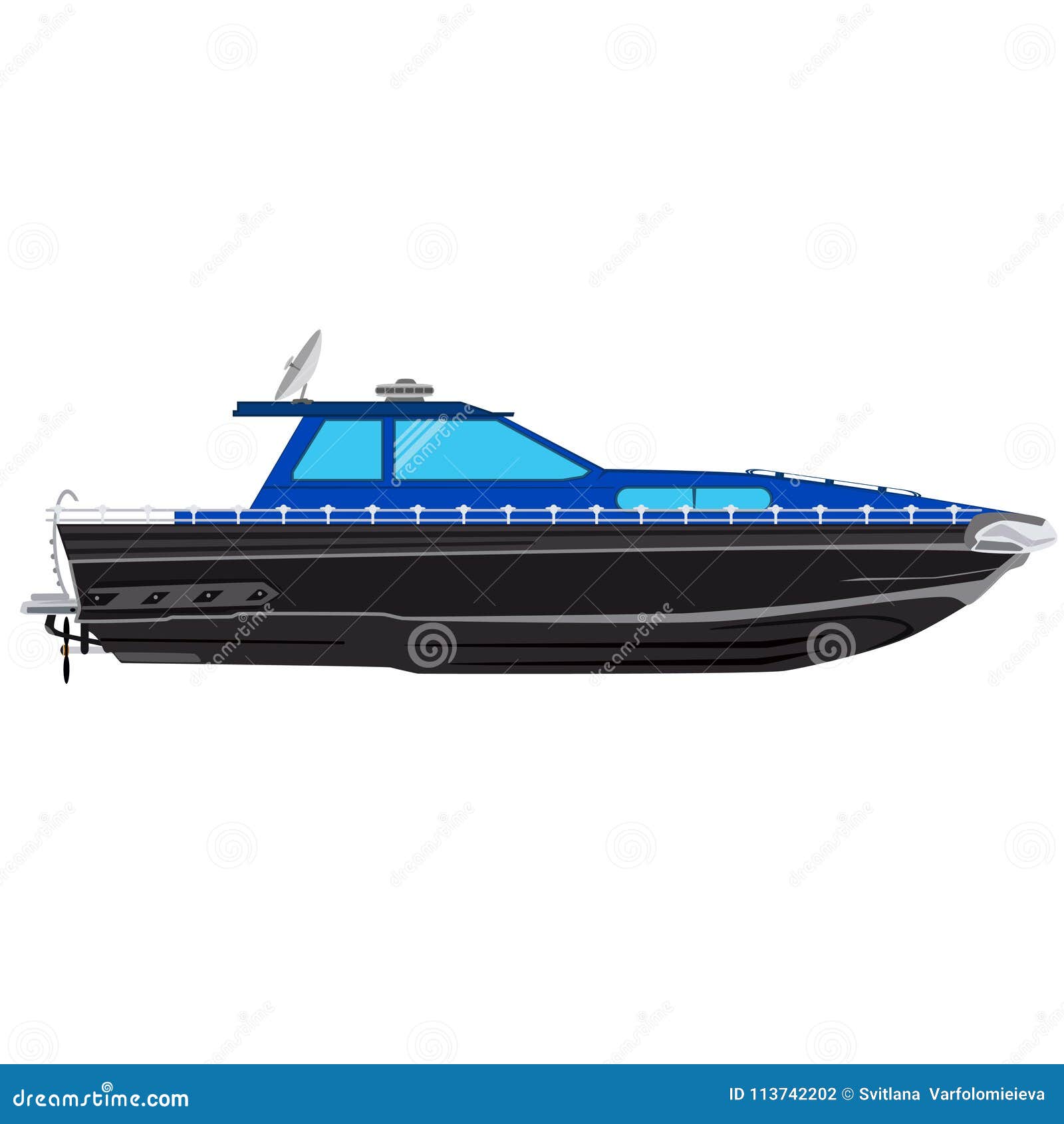 Motorboat, Fishing Motor Boat Vector Illustration Stock Vector