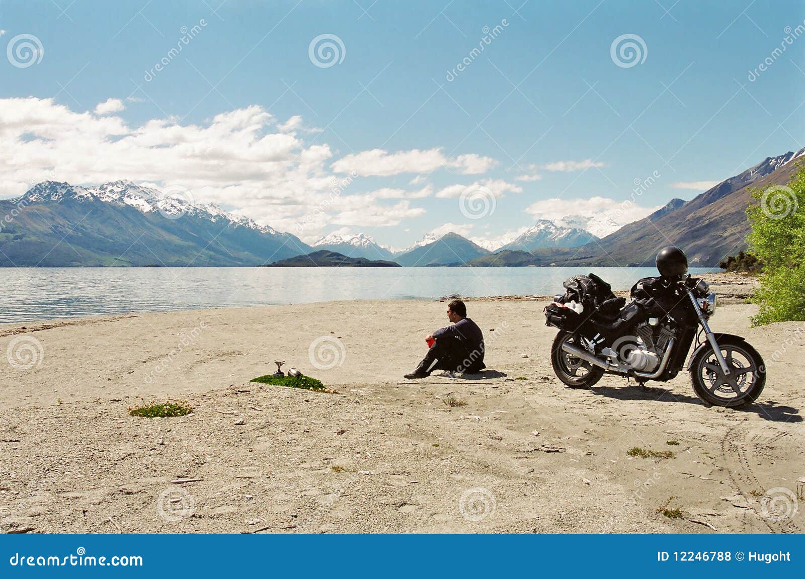 Motorcyce Rider on Lakeside Stock Photo Image of lake, drive 12246788