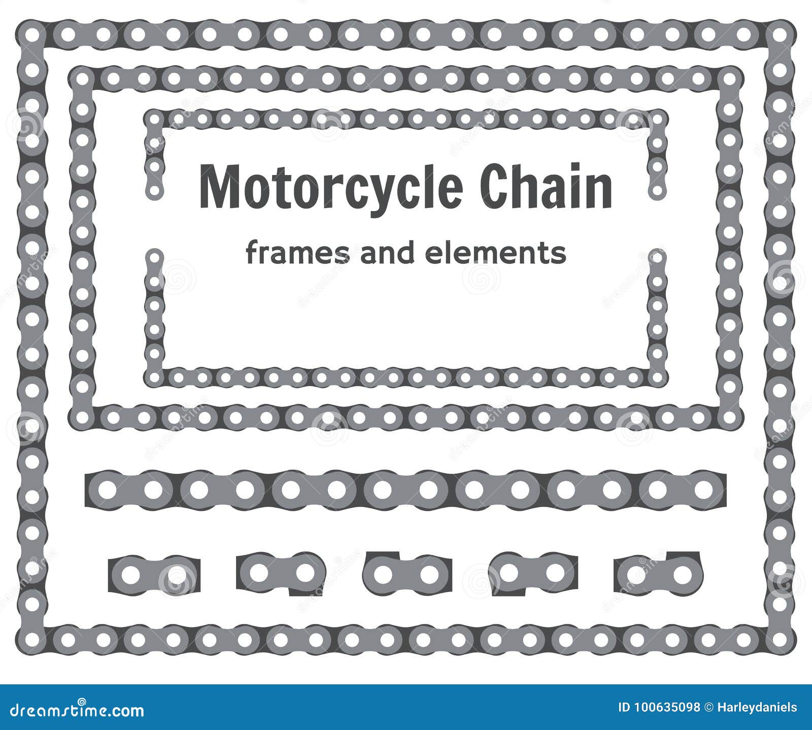Motorcycle Chain Frames and Elements Set Stock Illustration