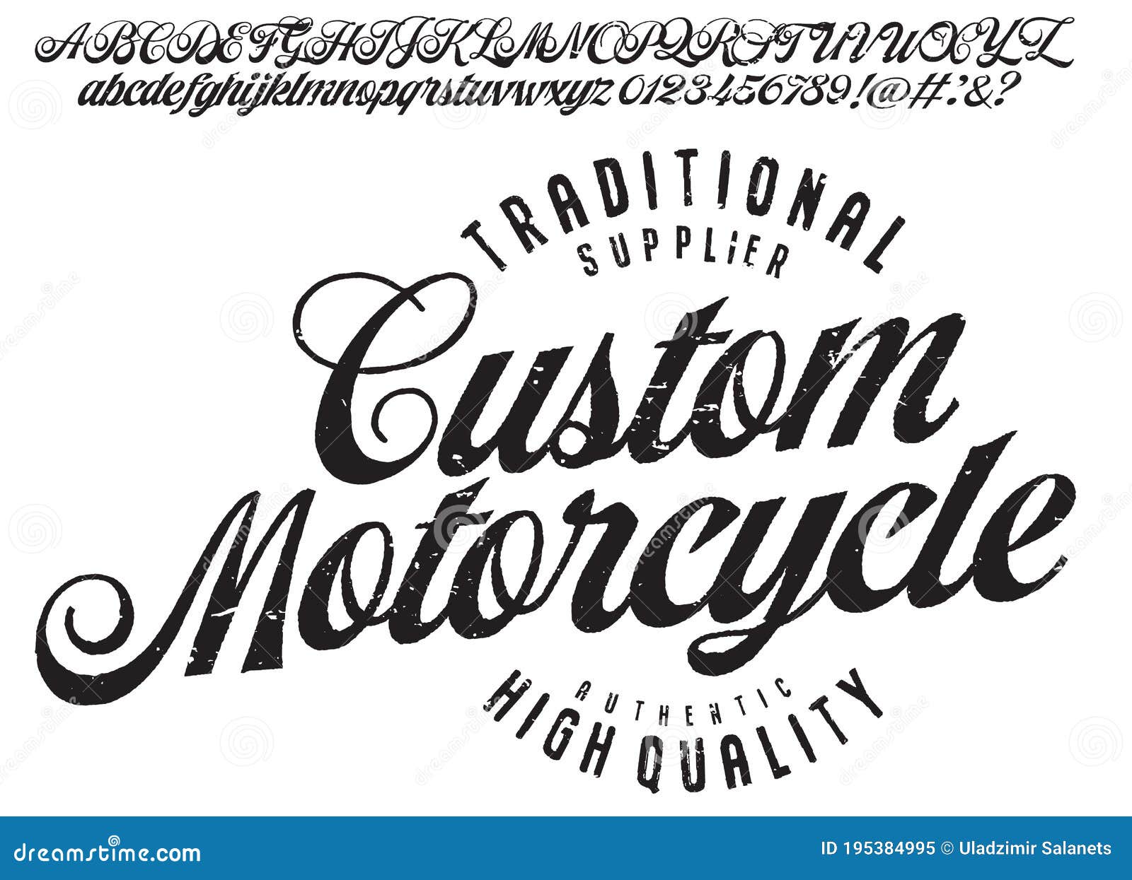 motorcycle club community logo .decorative  vintage brush script lettering font