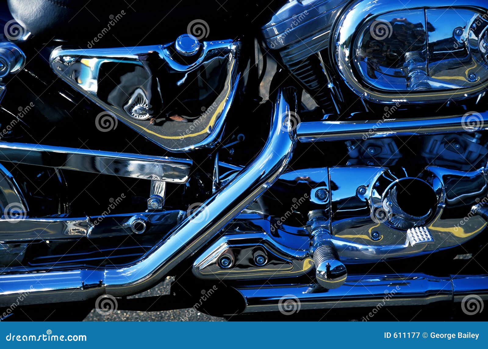 Motorcycle Detail stock image. Image of pipes, honda, blue - 611177