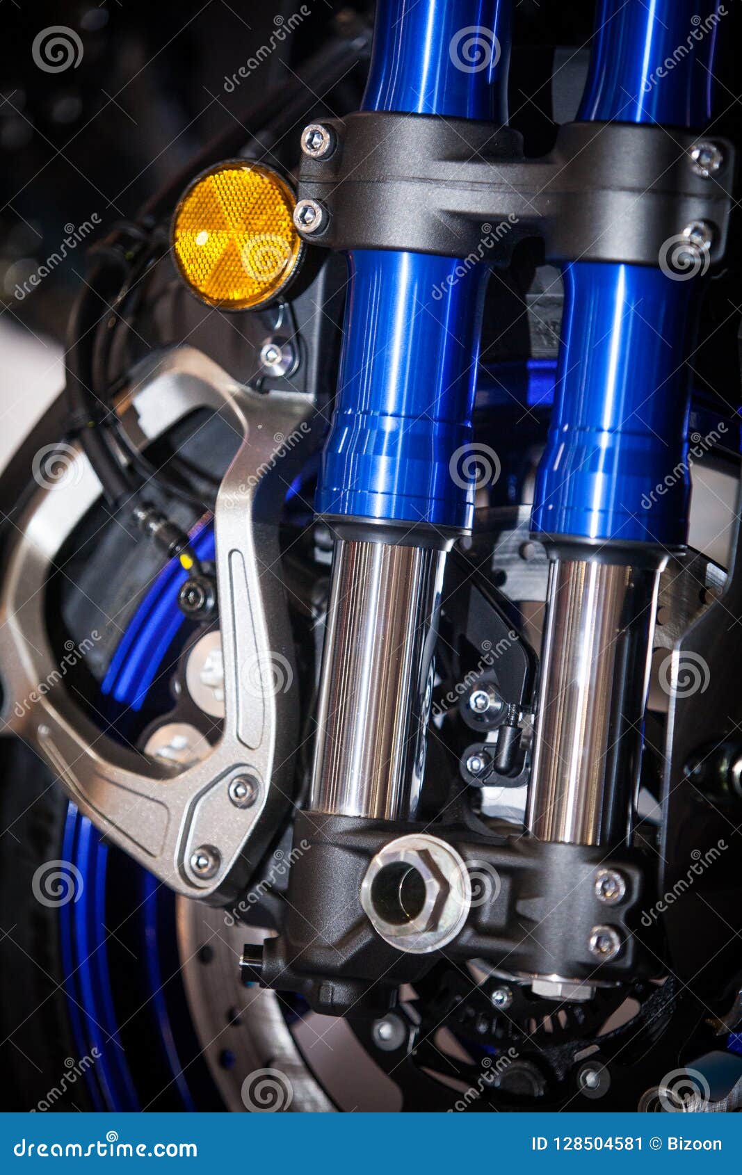 Motorcycle Double Front Shock Absorbers Stock Image Image of steel