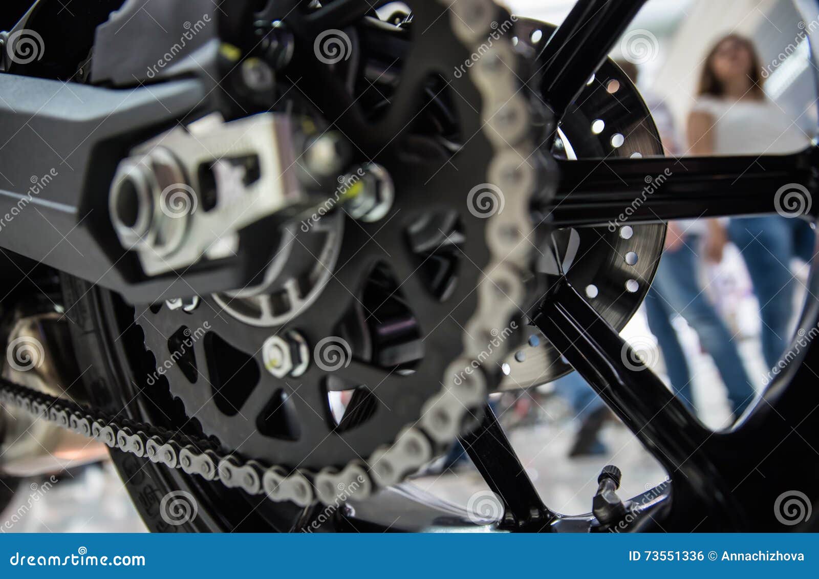 Motorcycle drive chain stock photo. Image of action, rear 73551336