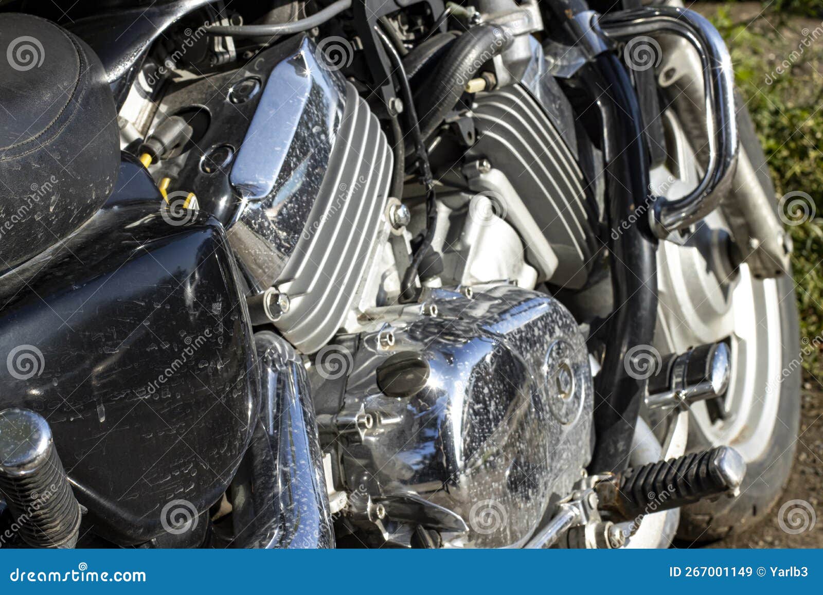 Motorcycle Engine Closeup, Chrome Motorcycle Parts Stock Image Image