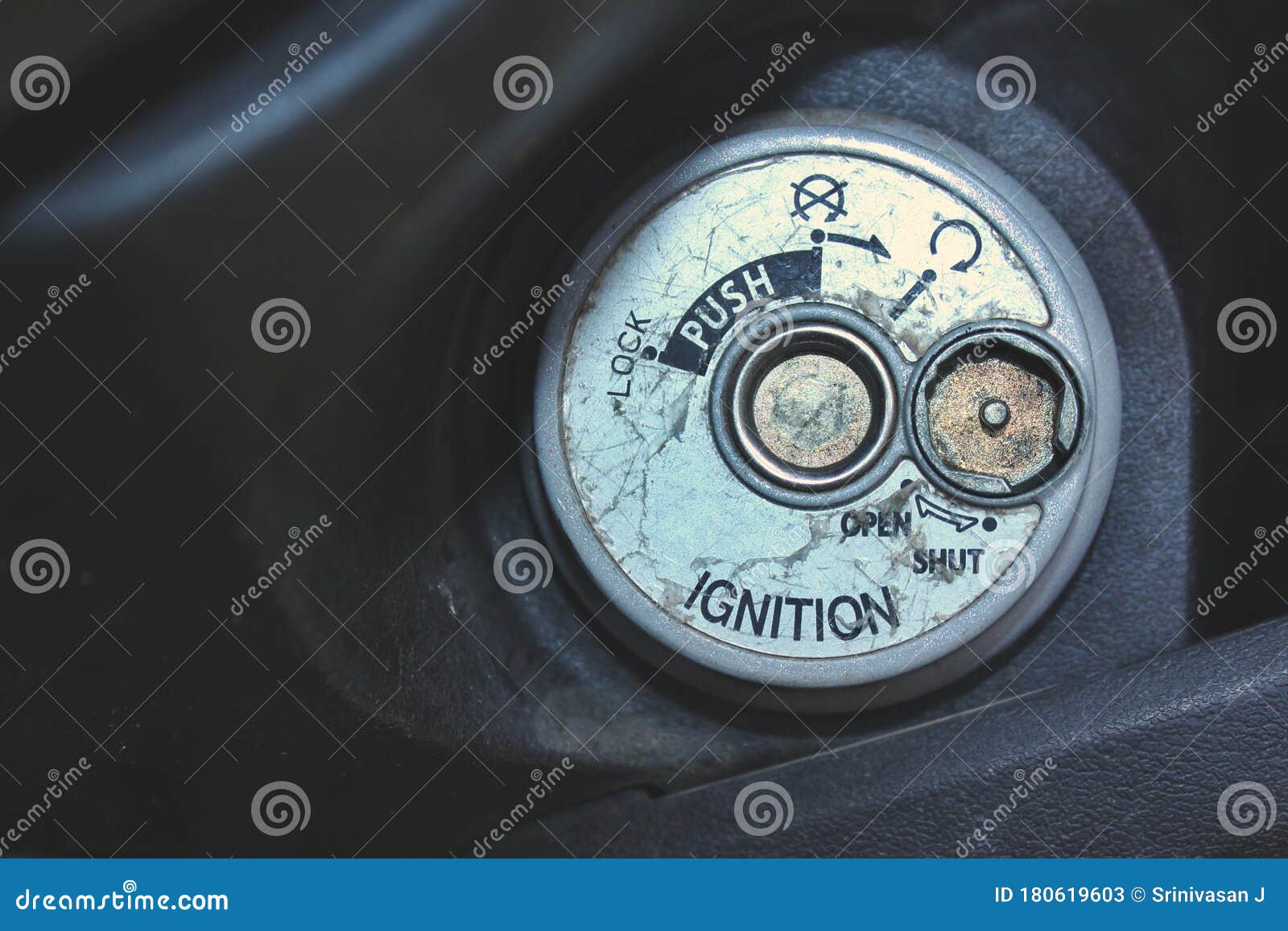 Motorcycle Engine Starter and Ignition Lock. the Key is in the Ignition