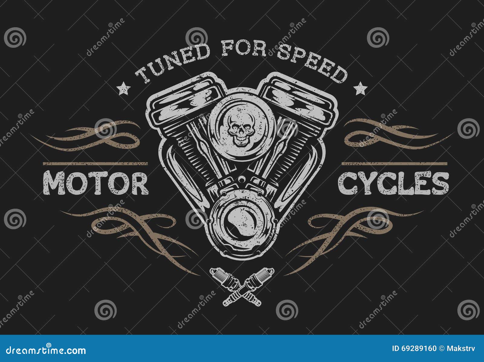 motorcycle engine in vintage style.